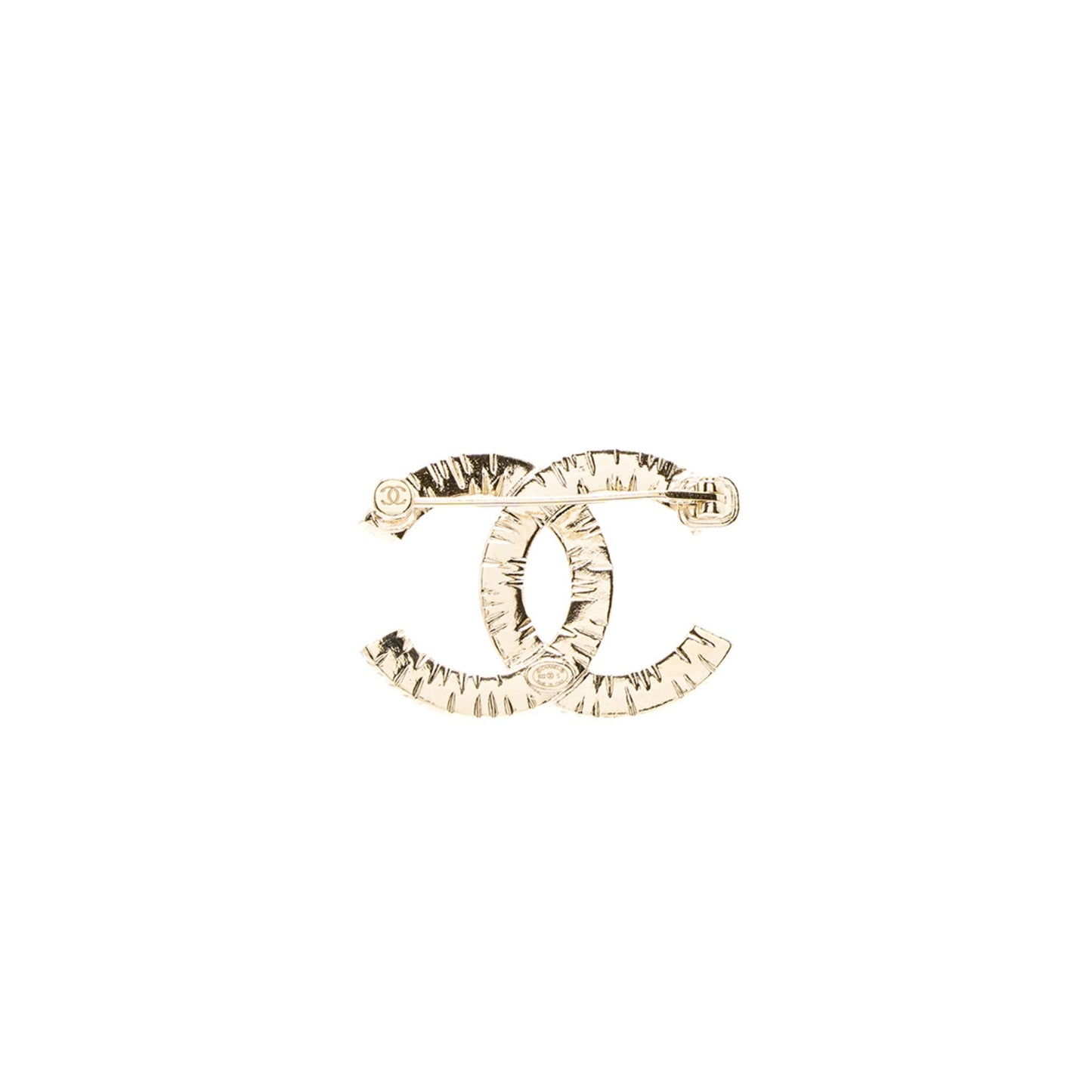 Chanel CC Logo Brooch Crystal Light Tone Gold Handbag