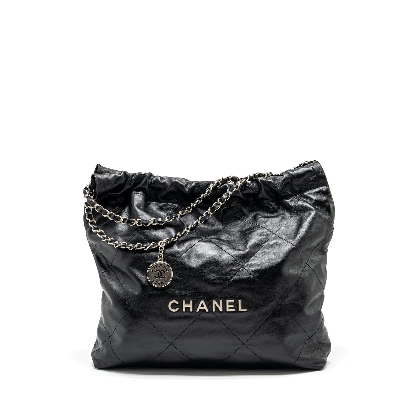 Chanel 22 Calfskin SHW Microchip Black Handbag