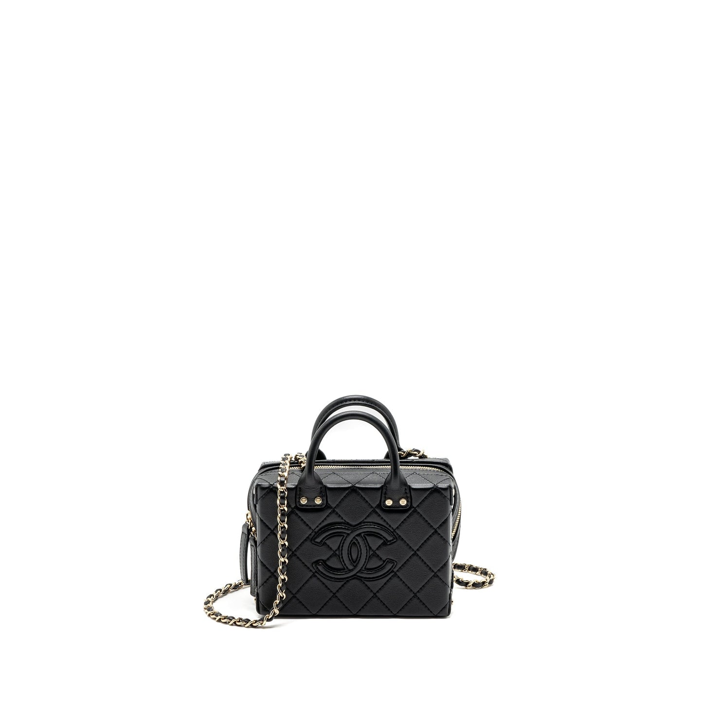 Chanel 22b Top Handle Vanity Calfskin GHW Black Small Handbag