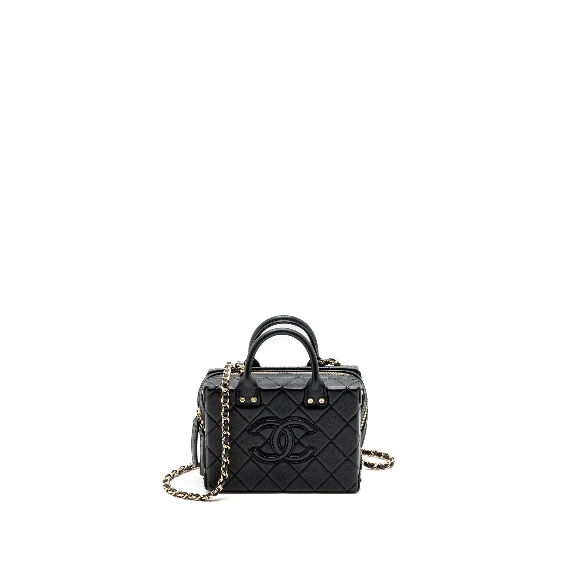 Chanel 22b Top Handle Vanity Calfskin GHW Black Small Handbag