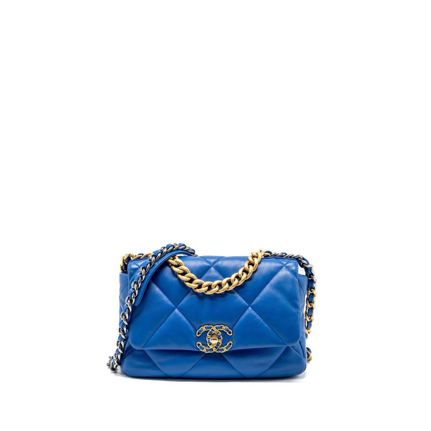 Chanel 19 Lambskin Hardware Microchip Multicolour Blue Small Handbag