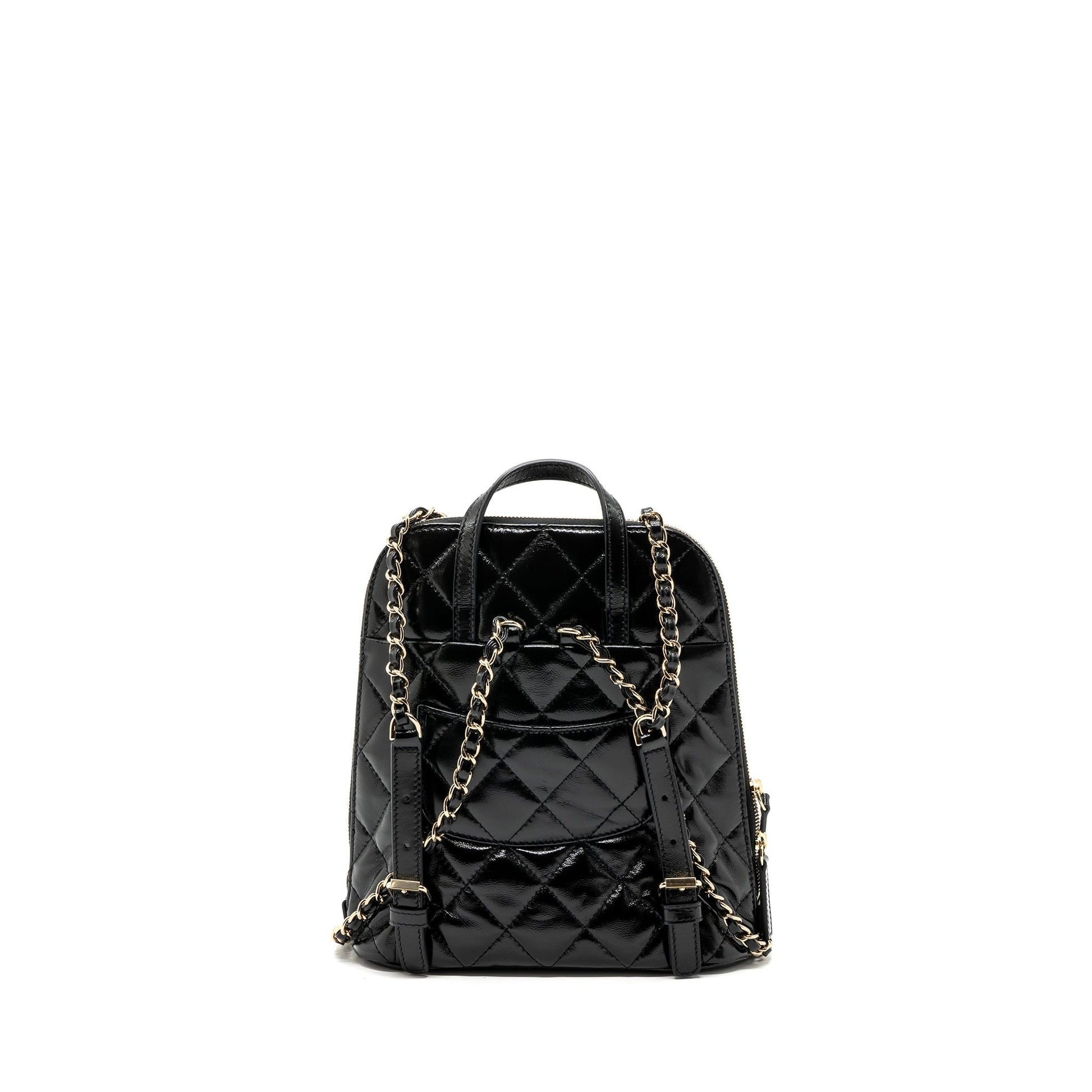 Chanel 22A Backpack Patent LGHW Microchip Black Lghw Microchip