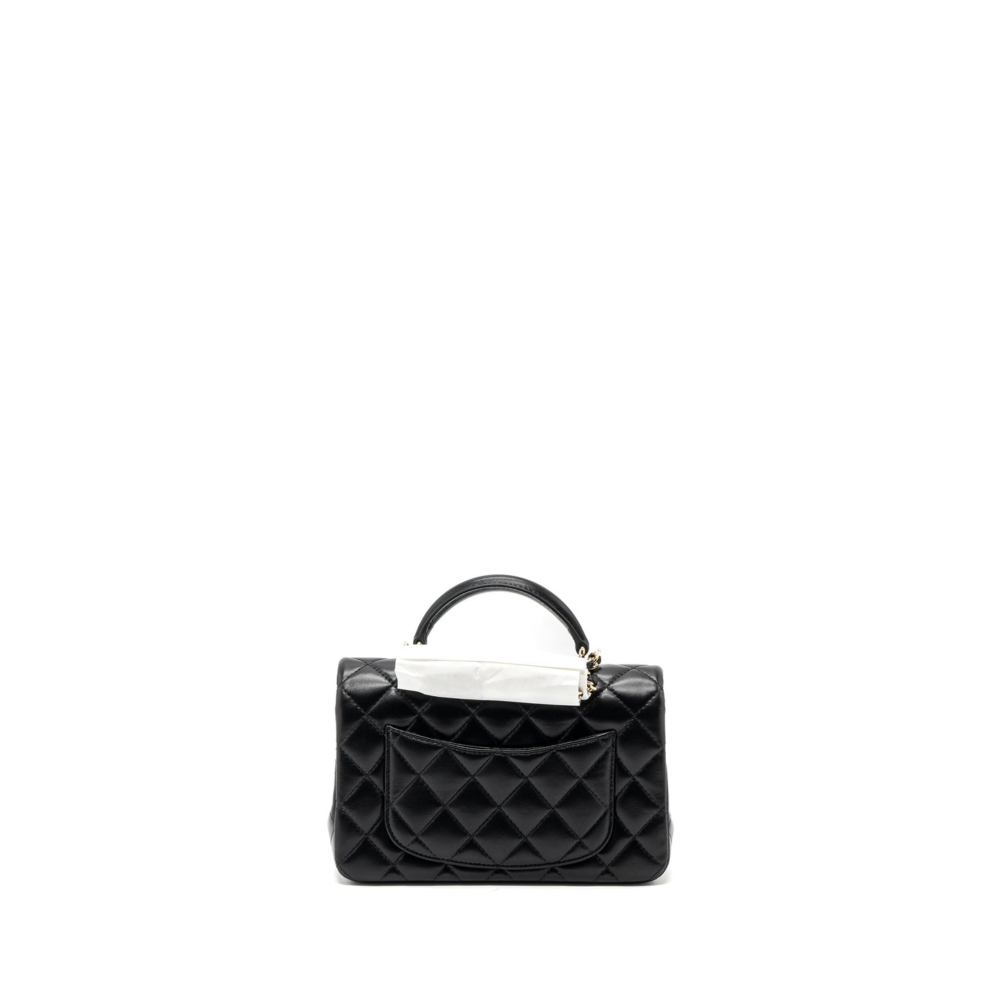 Chanel top handle rectangular flap lambskin LGHW Black Shoulder Bag Lghw Microchip