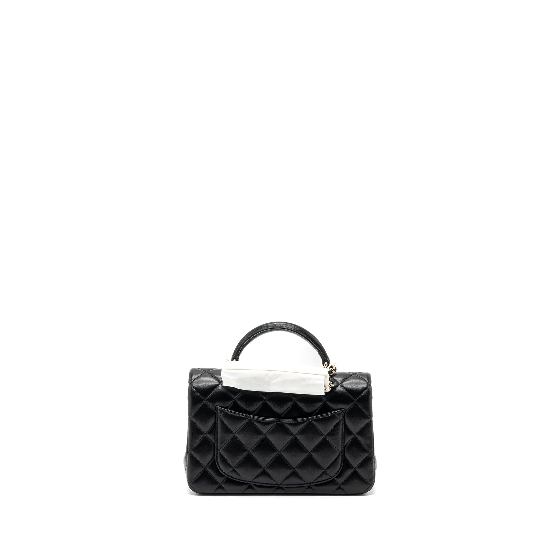 Chanel top handle rectangular flap lambskin LGHW Black Shoulder Bag Lghw Microchip