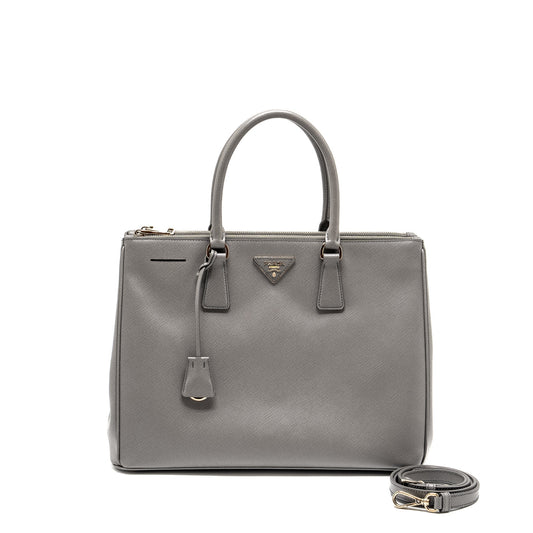 Prada Galleria Saffiano Tote Purse Calfskin Grey Handbag Tote Bag
