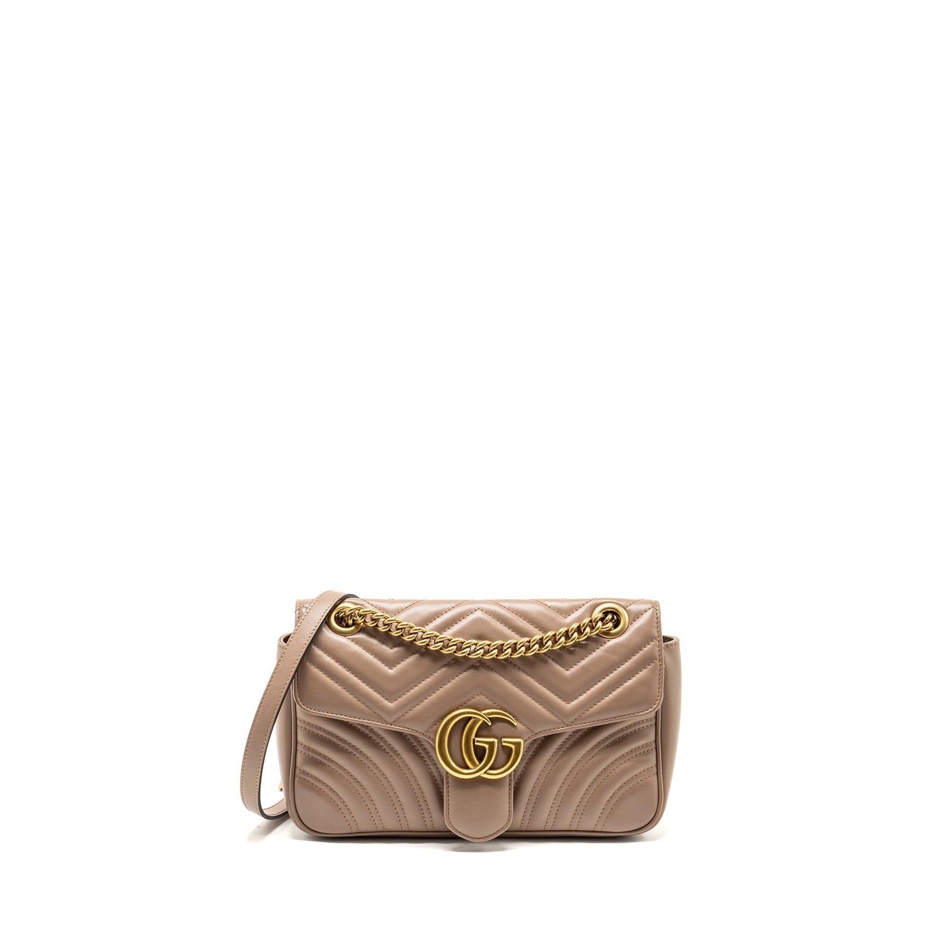 Gucci Marmont Shoulder Bag Calfskin Beige Small