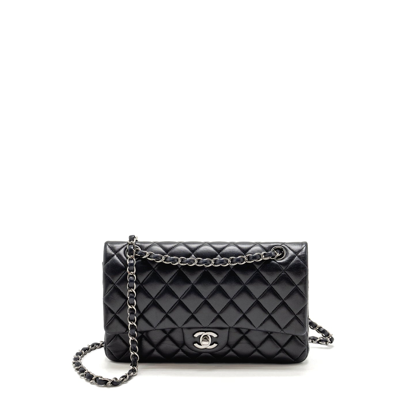 Chanel Classic Double Flap Lambskin Dark SHW Blue Shoulder Bag