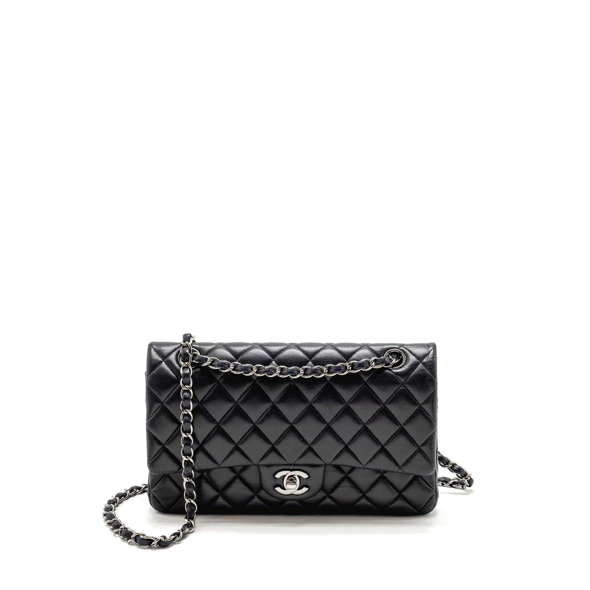 Chanel Classic Double Flap Lambskin Dark SHW Blue Shoulder Bag