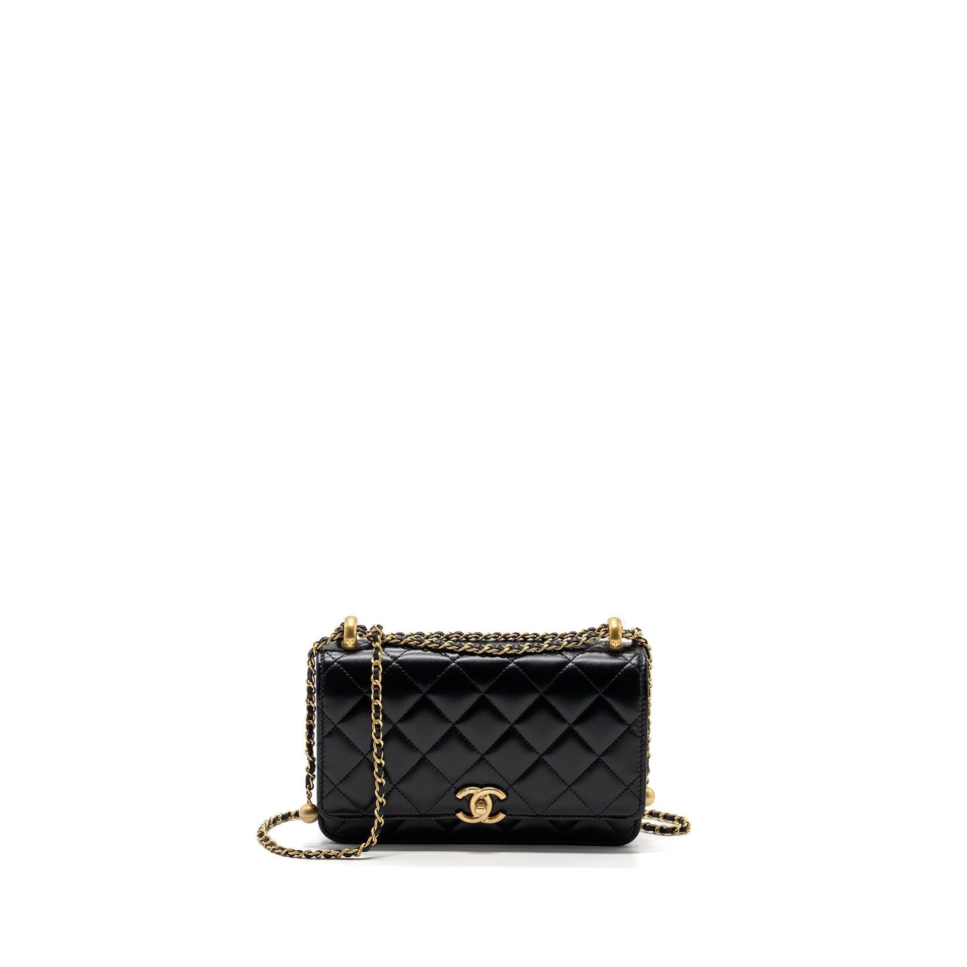 Chanel 24C Crush on calfskin GHW microchip Black Gold Wallet Case