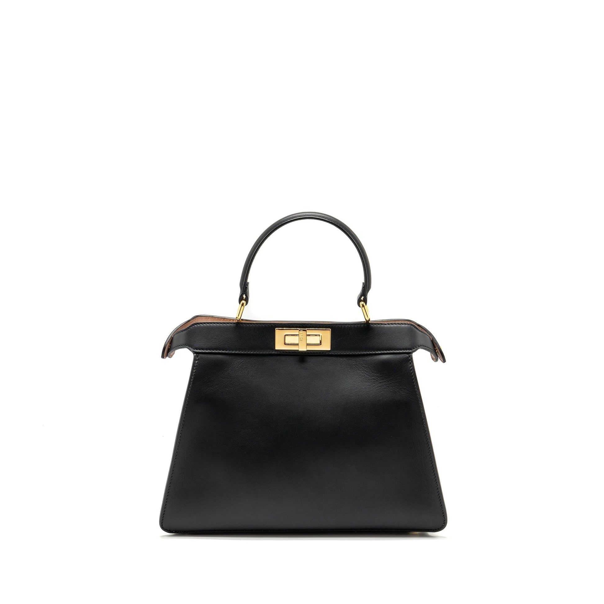 Fendi Iseeu Peekaboo Calfskin Light Handbag Black Pink Medium Travel Bag