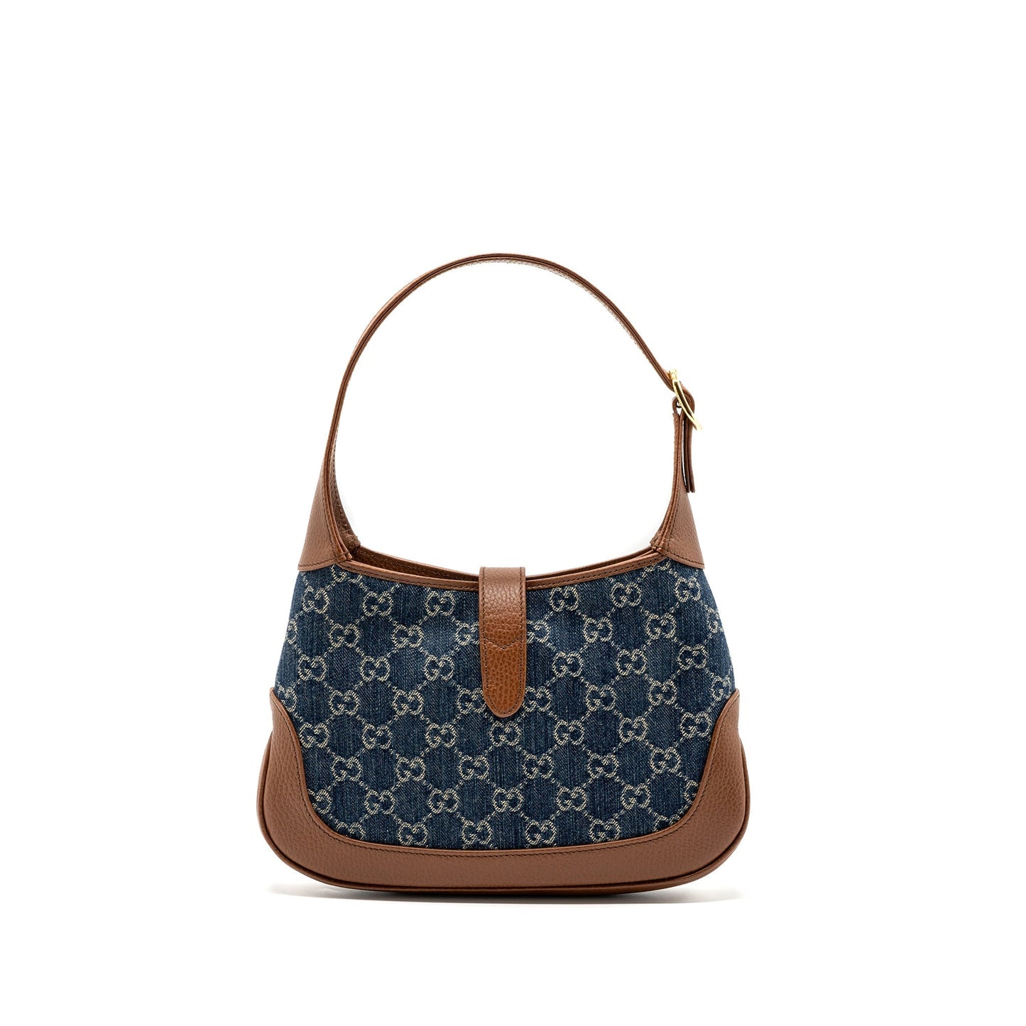 Gucci Jackie Small Shoulder Bag Calfskin Denim Brown