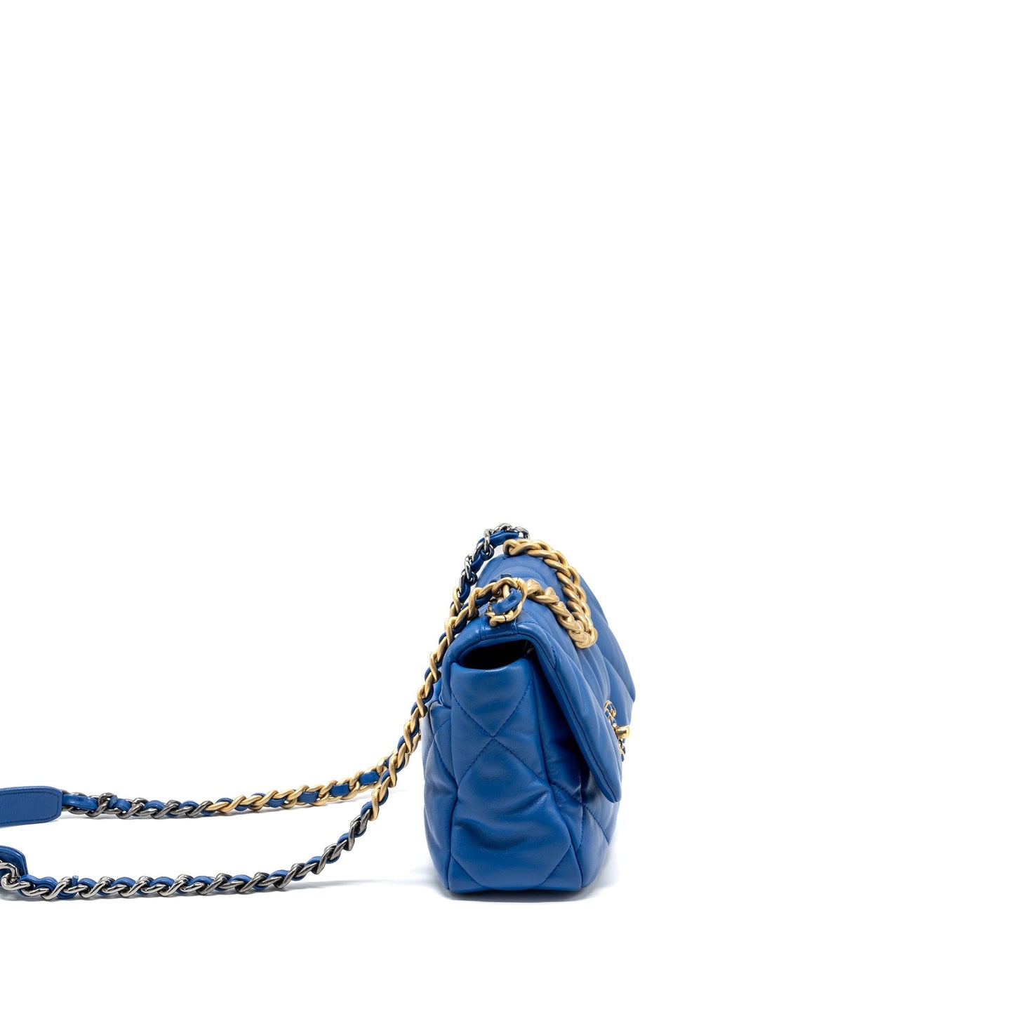 Chanel 19 Lambskin Hardware Microchip Multicolour Blue Small Handbag