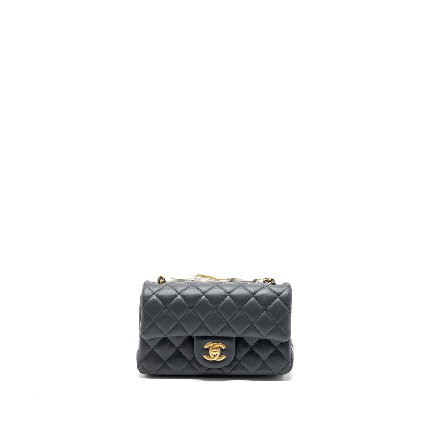 Chanel 23K pearl crush rectangular flap lambskin Grey Shoulder Bag