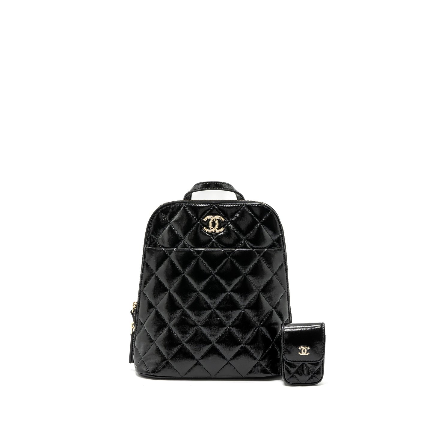 Chanel 22A Backpack Patent LGHW Microchip Black Lghw Microchip