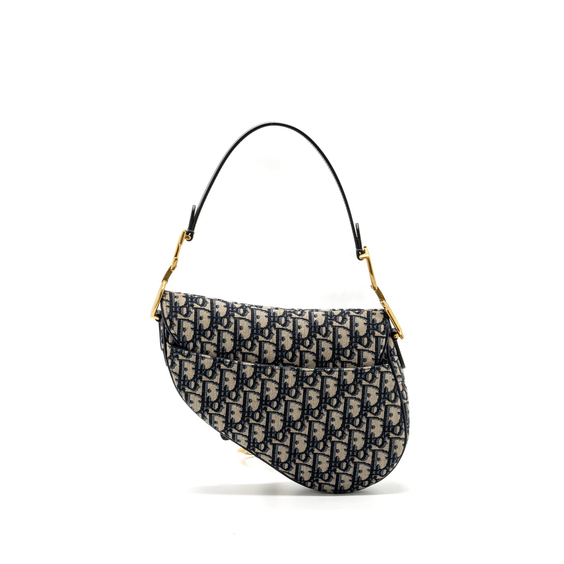 Dior Saddle Purse Oblique Jacquard Handbag Canvas Blue Travel Bag