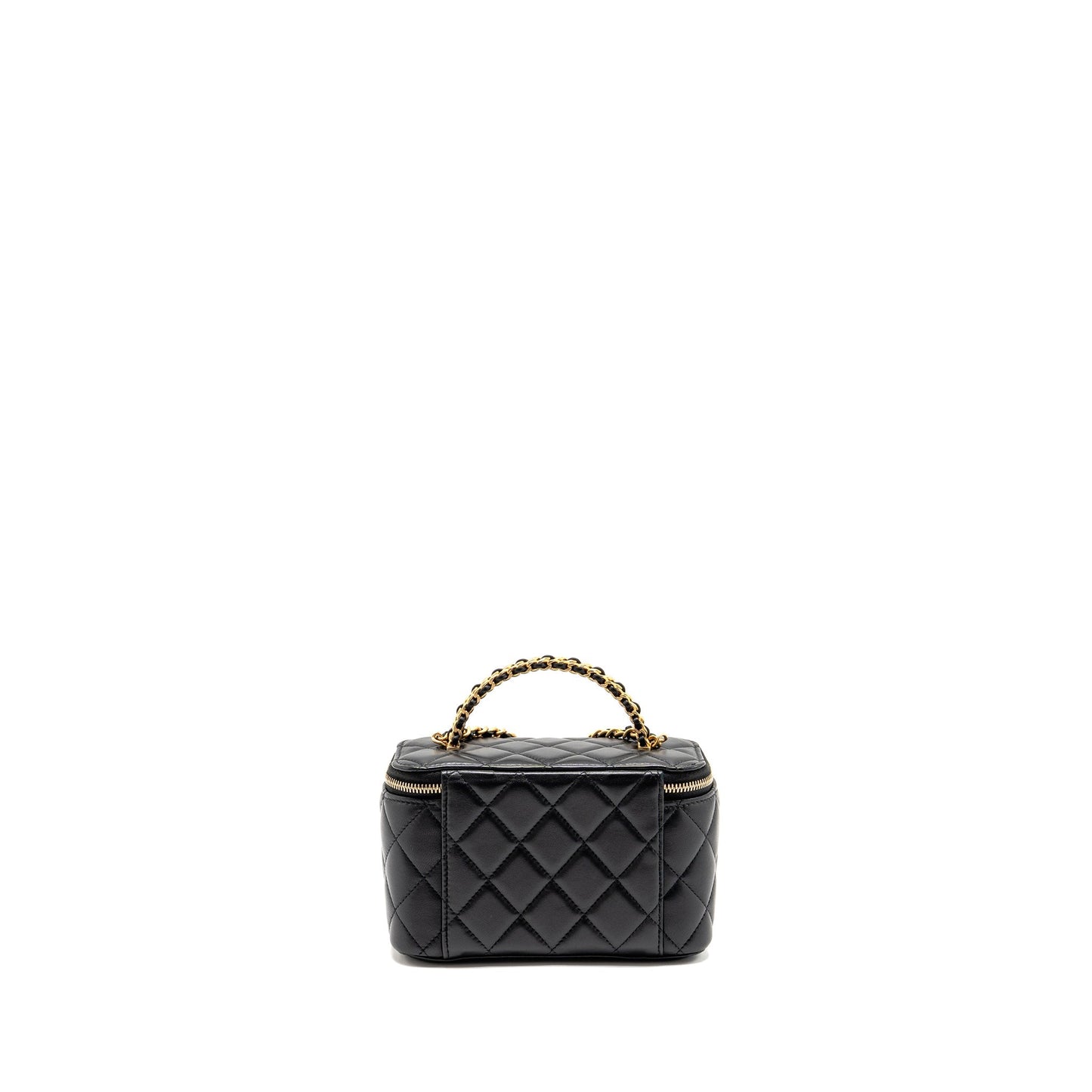 Chanel Top Handle Long Vanity Lambskin GHW Black Handbag Black Ghwmicrochip
