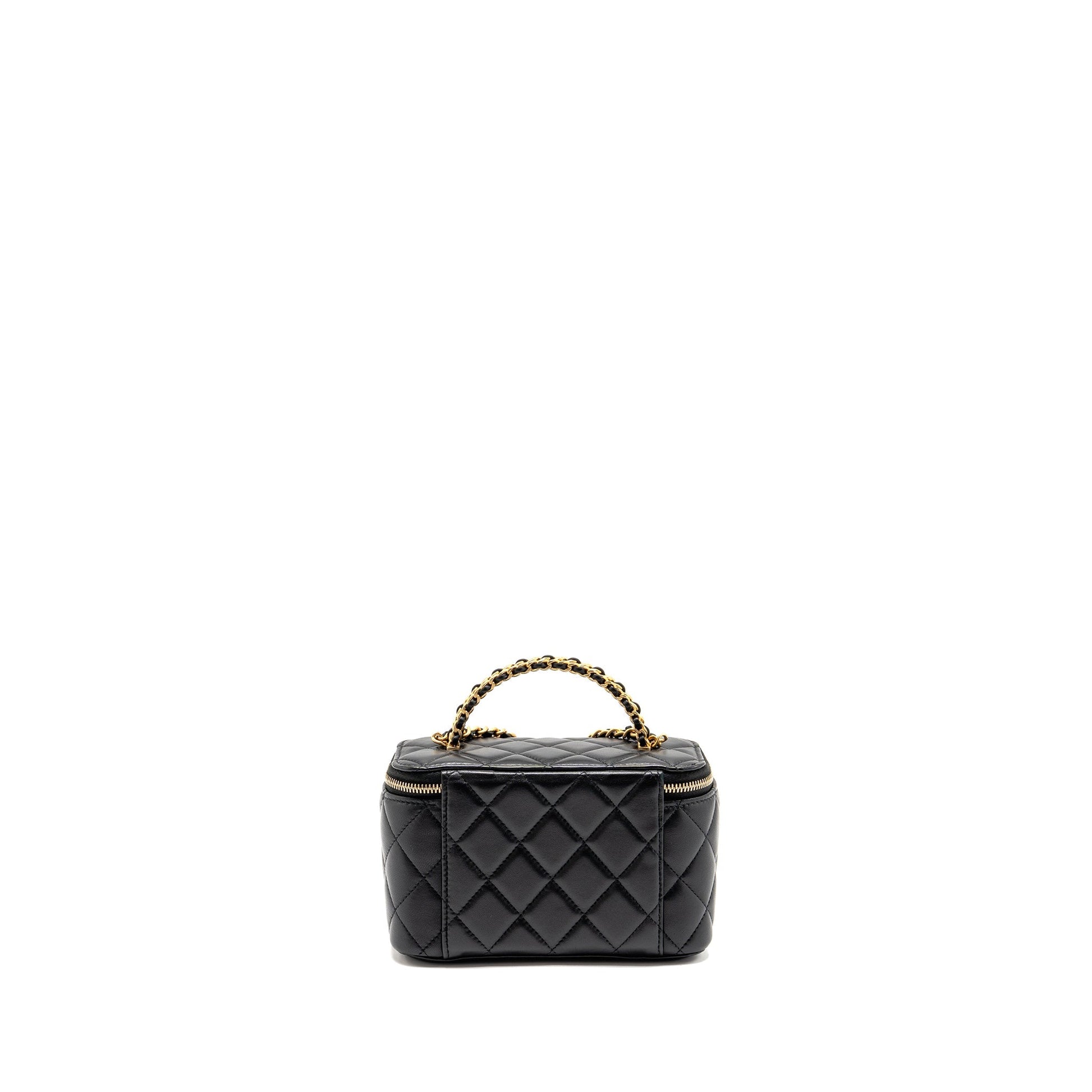 Chanel Top Handle Long Vanity Lambskin GHW Black Handbag Black Ghwmicrochip
