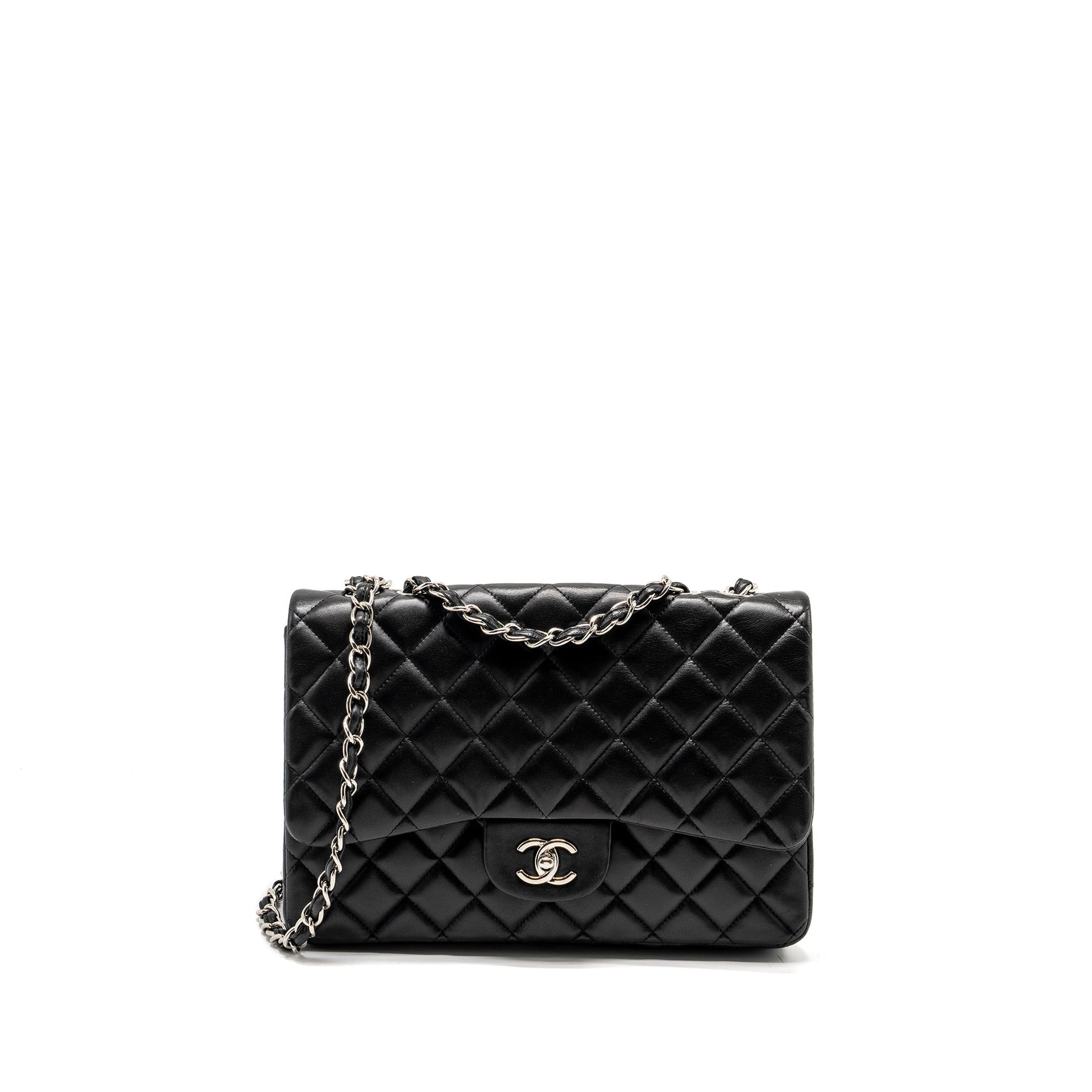 Chanel Jumbo Classic single Flap Lambskin SHW Black Shoulder Bag