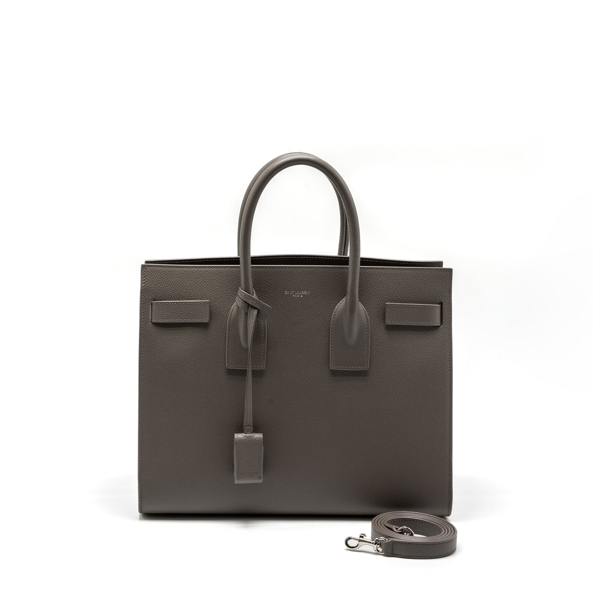 YSL Saint Laurent Sac De Jour Grained Calfskin Grey Travel Small Travel Bag