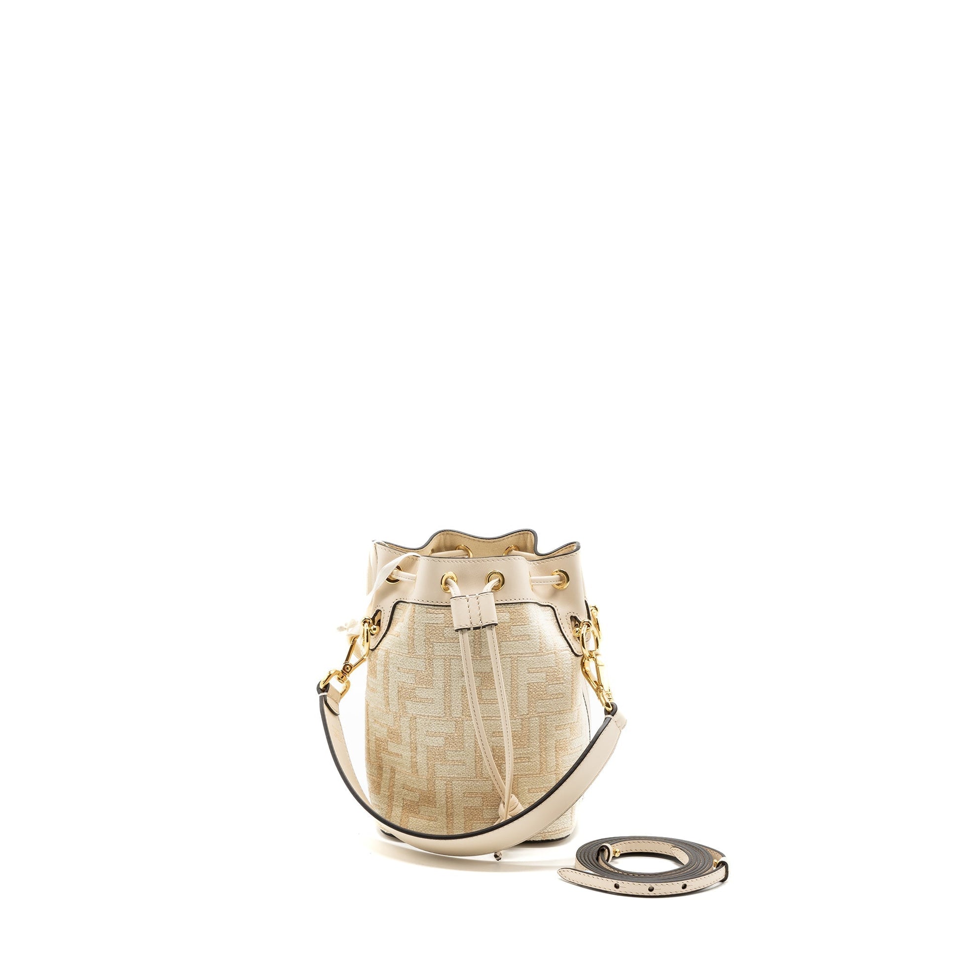 Fendi Mon Tresor Purse Fabric Leather Cream Mini Bucket Bag