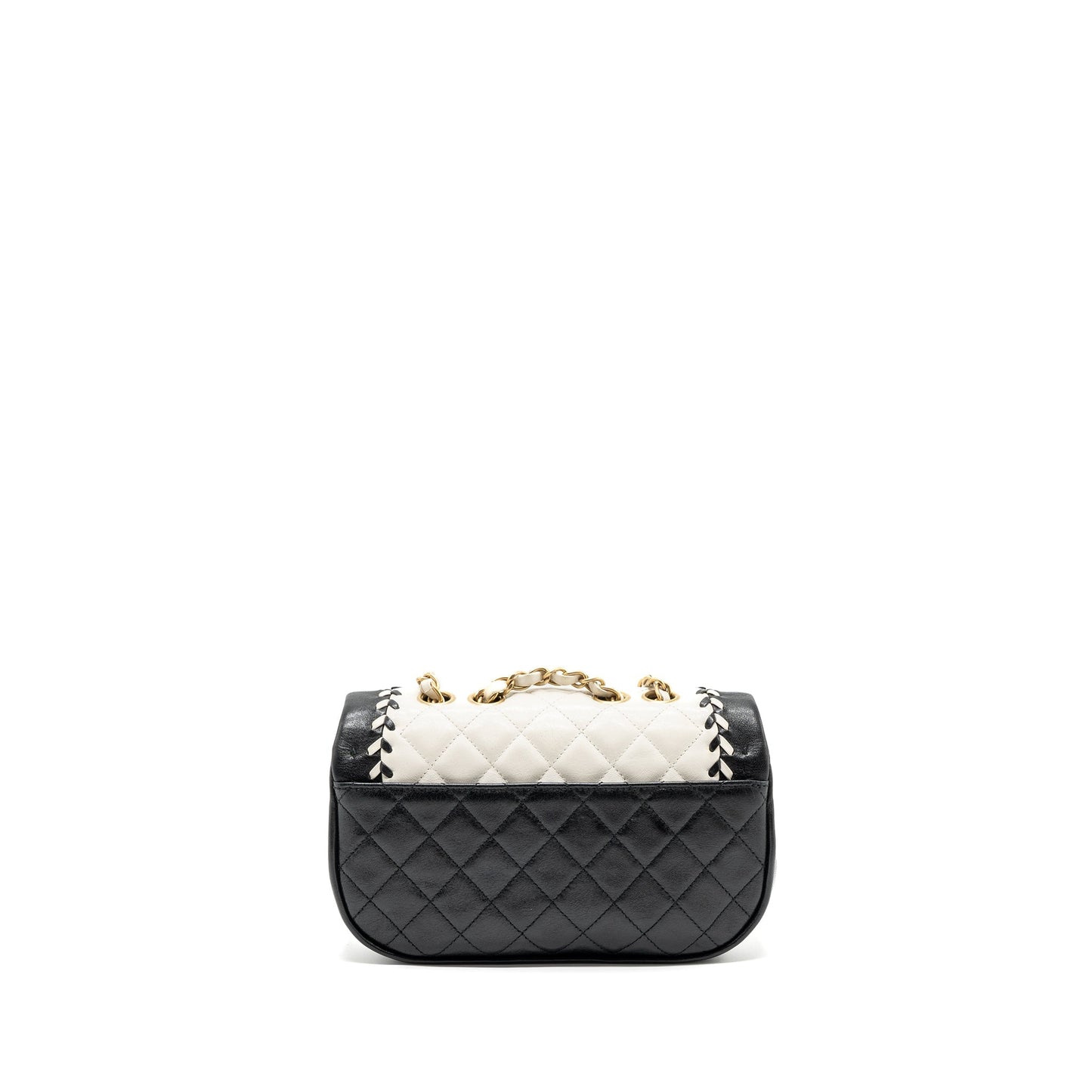 Chanel Quilted Flap Lambskin GHW Black White Shoulder Bag