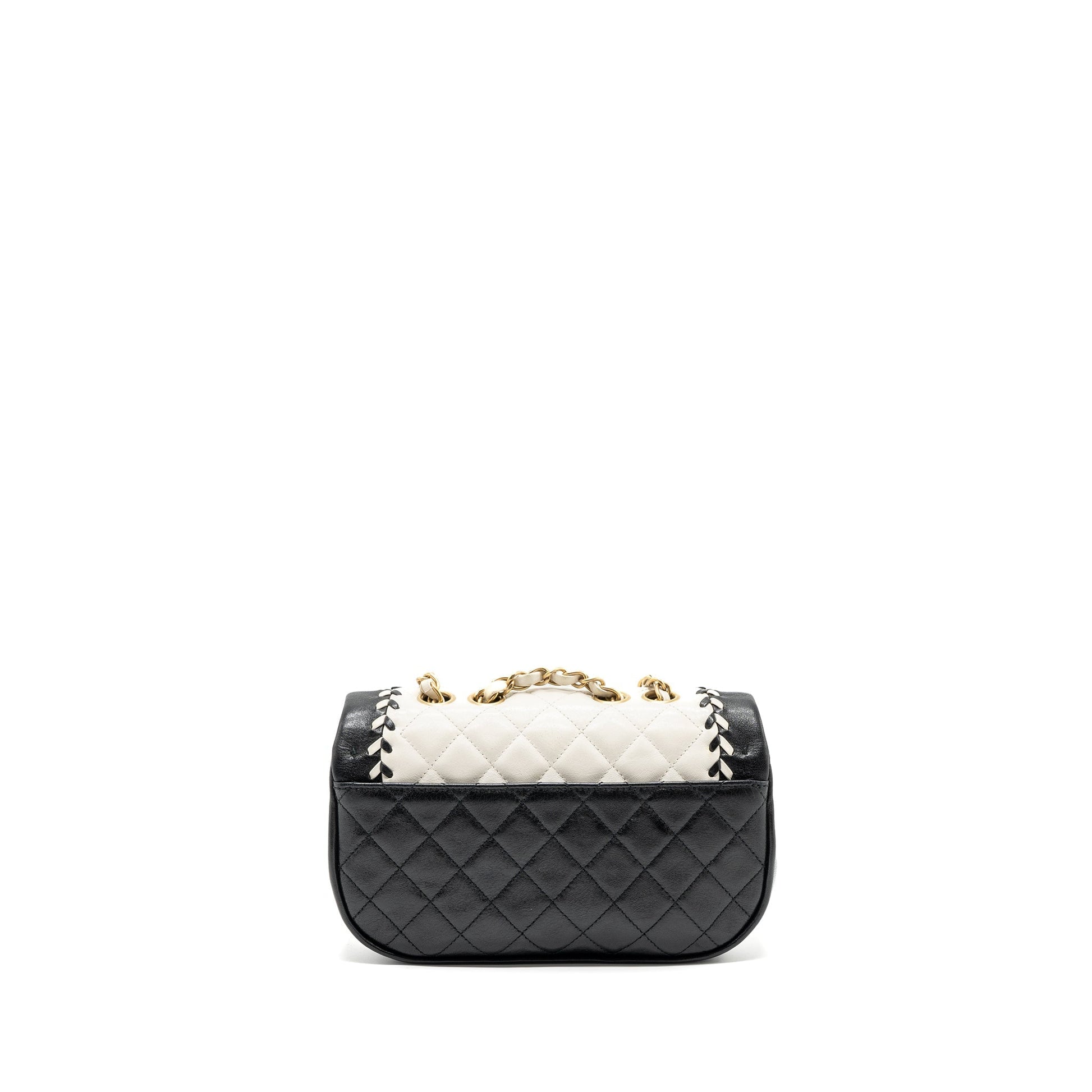 Chanel Quilted Flap Lambskin GHW Black White Shoulder Bag