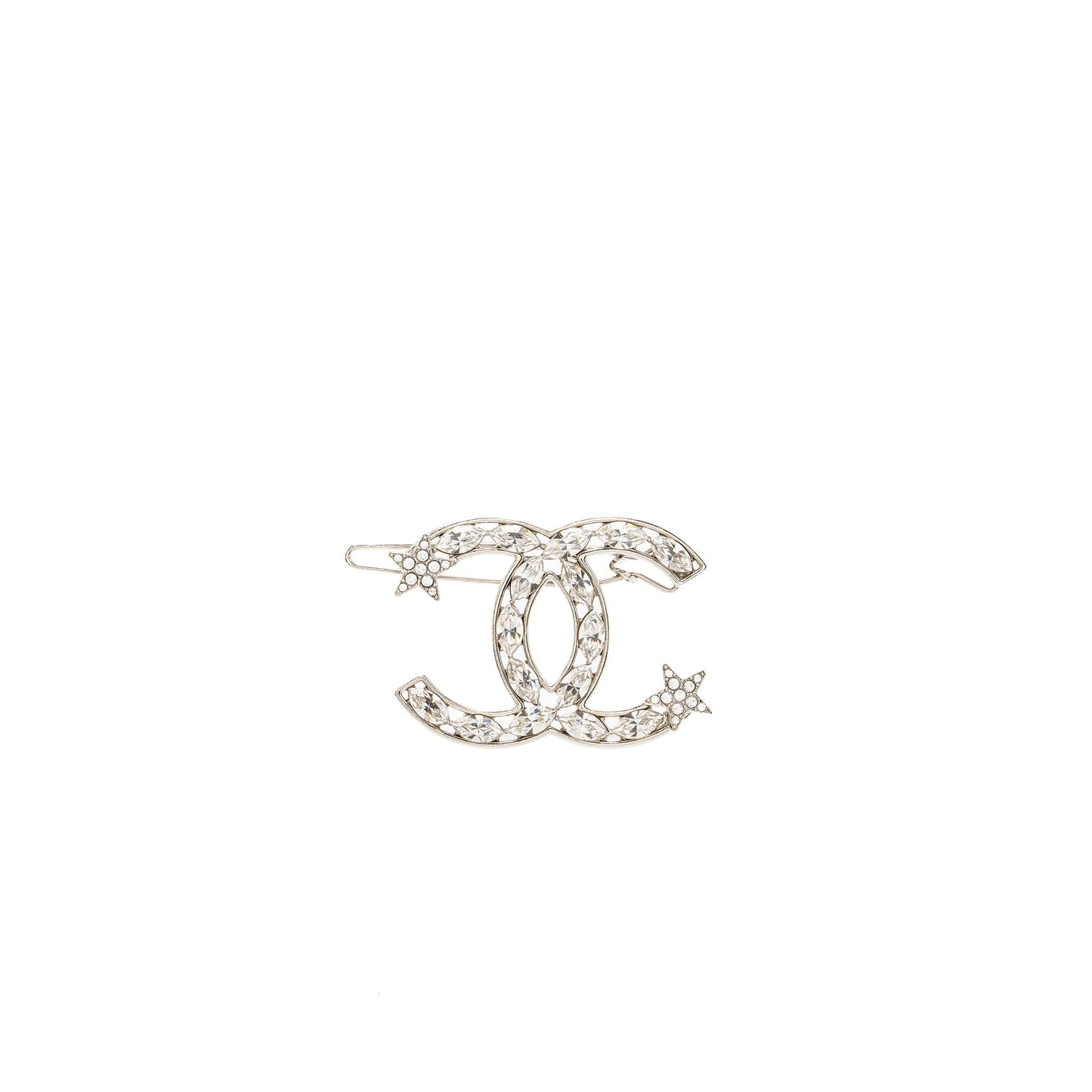 Chanel Giant CC logo hair clip crystal Silver Handbag