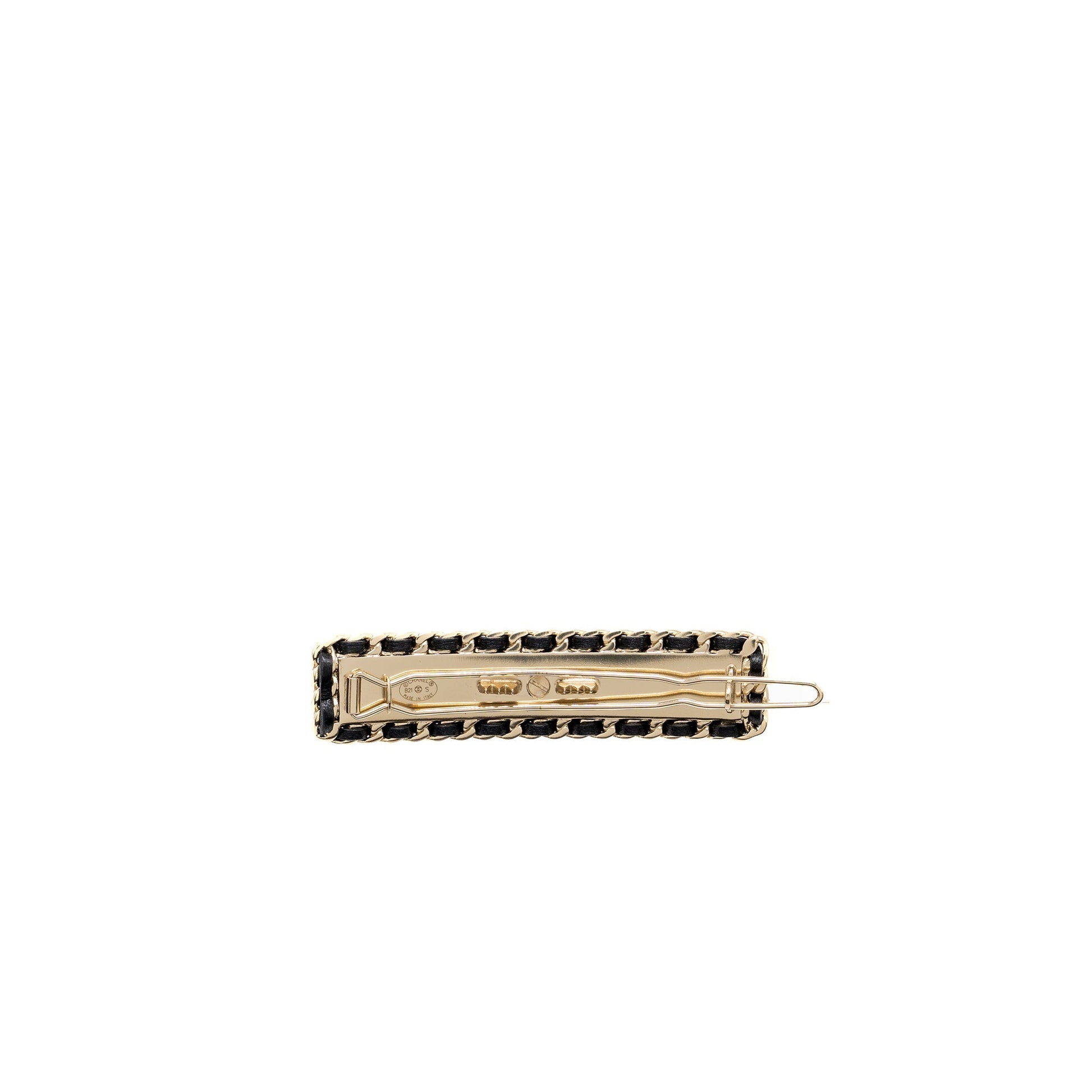 Chanel quilted edge hair clip tone Black Gold Handbag
