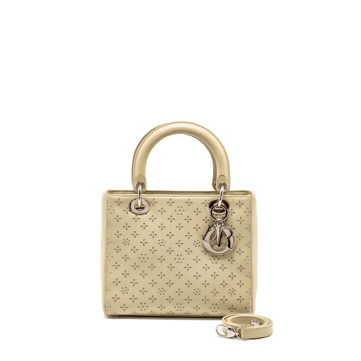 Dior Lady Handbag Leather Beige Travel Bag