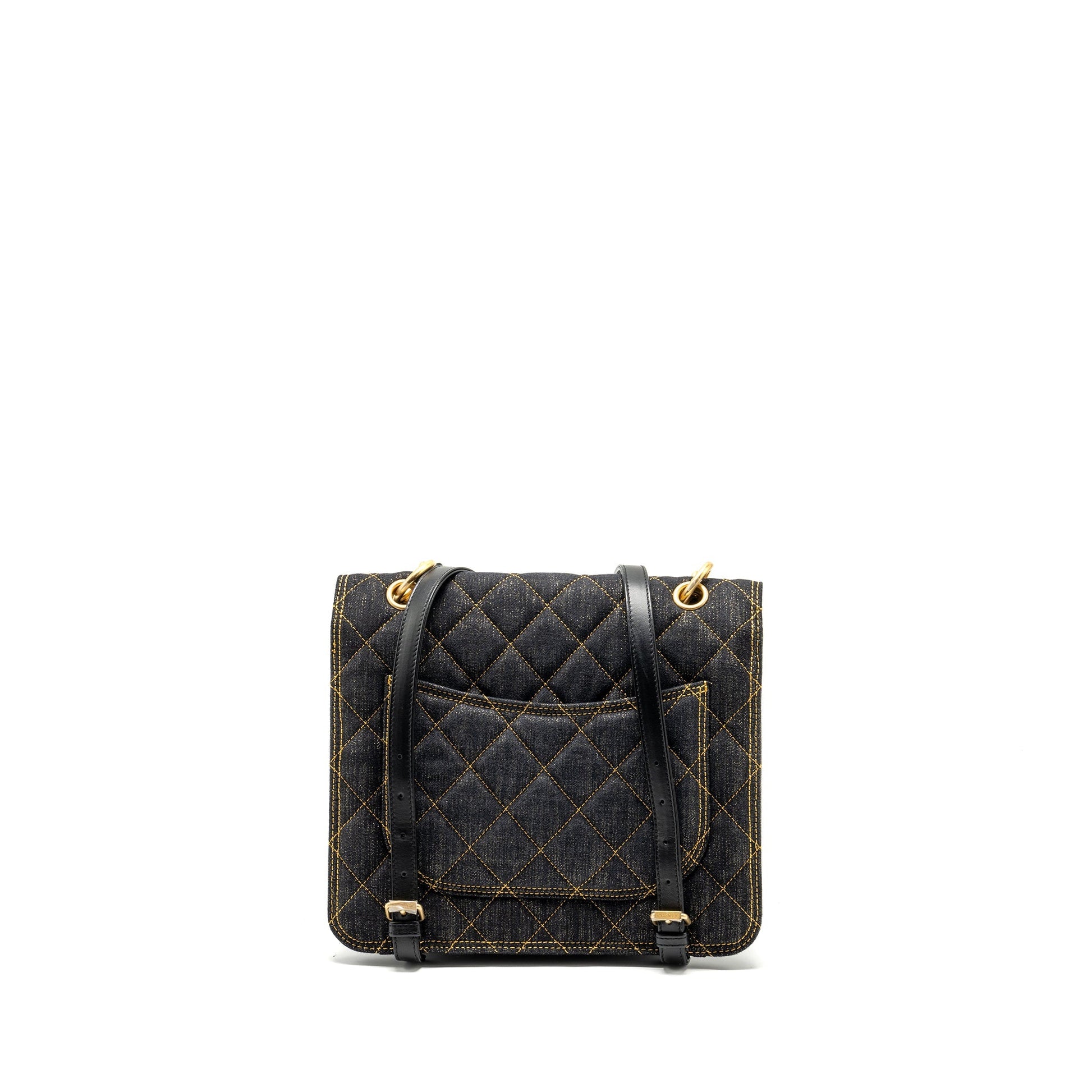 Chanel 23S flap backpack denim dark brushed Blue 3
