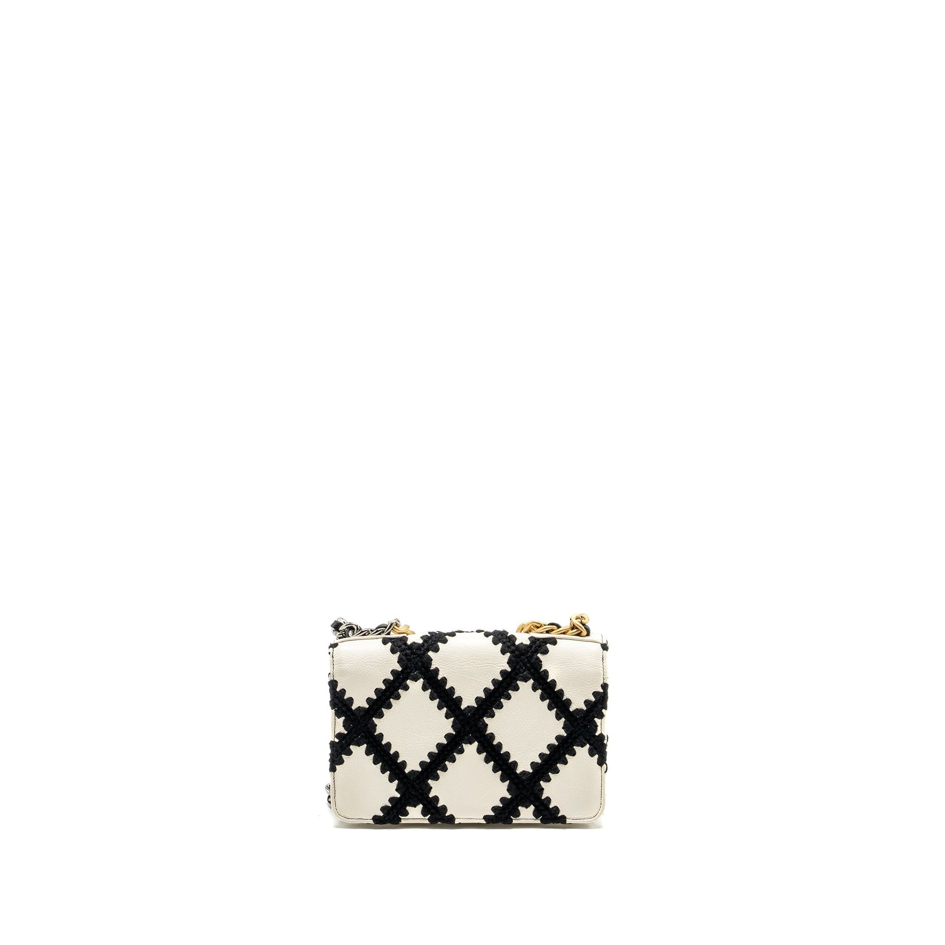 Chanel 19 on Fabric Calfskin Hardware Multicolour Black White Wallet Case