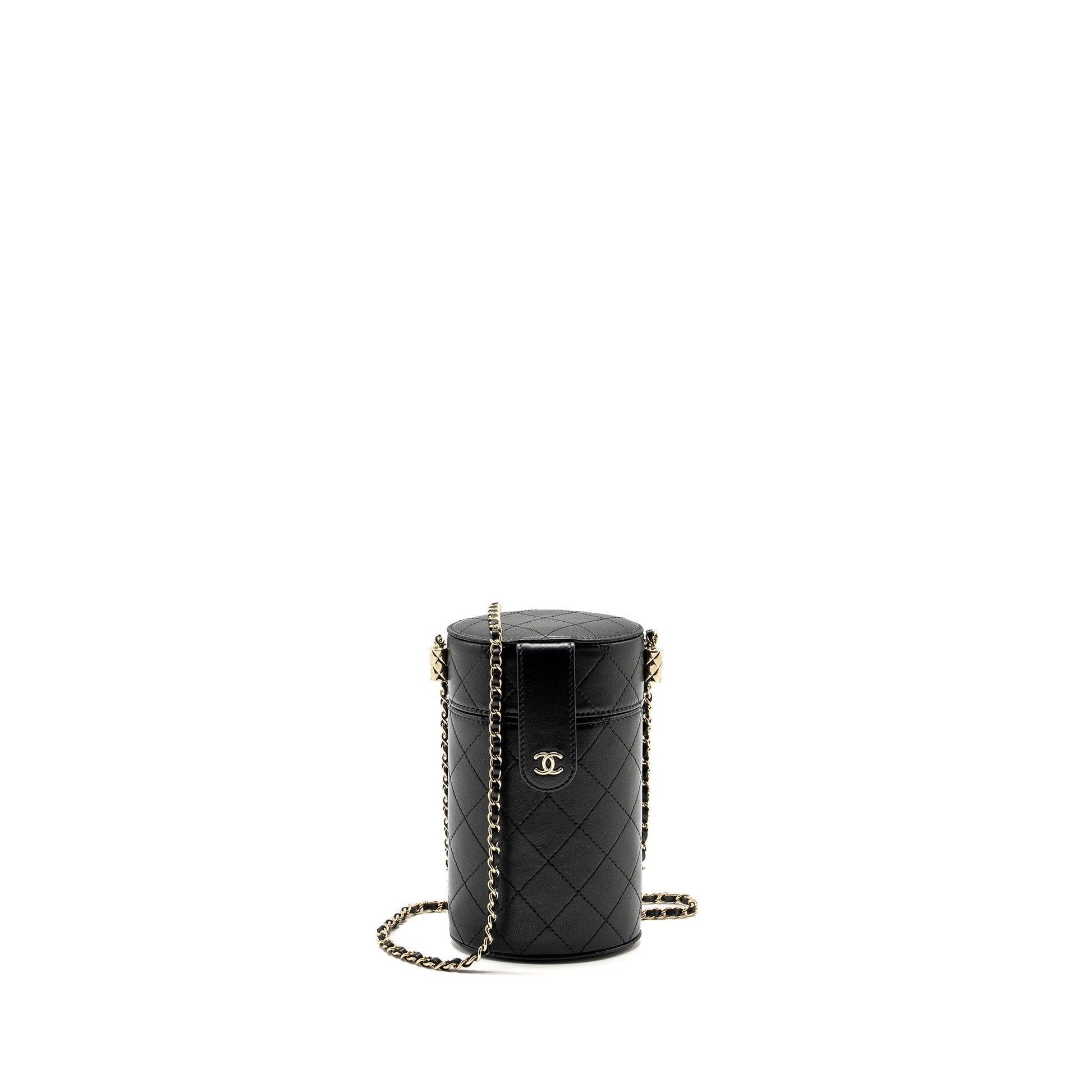 Chanel CC Round Vanity Lambskin LGHW Black Handbag