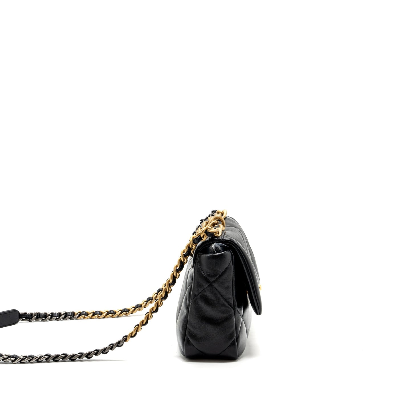 Chanel 19 lambskin hardware microchip Multicolor Multicolour Black Small Handbag