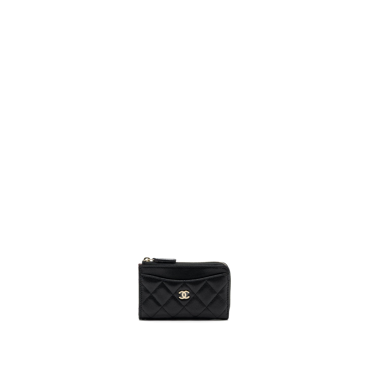 Chanel L zipper card holder caviar GHW Black Wallet Case