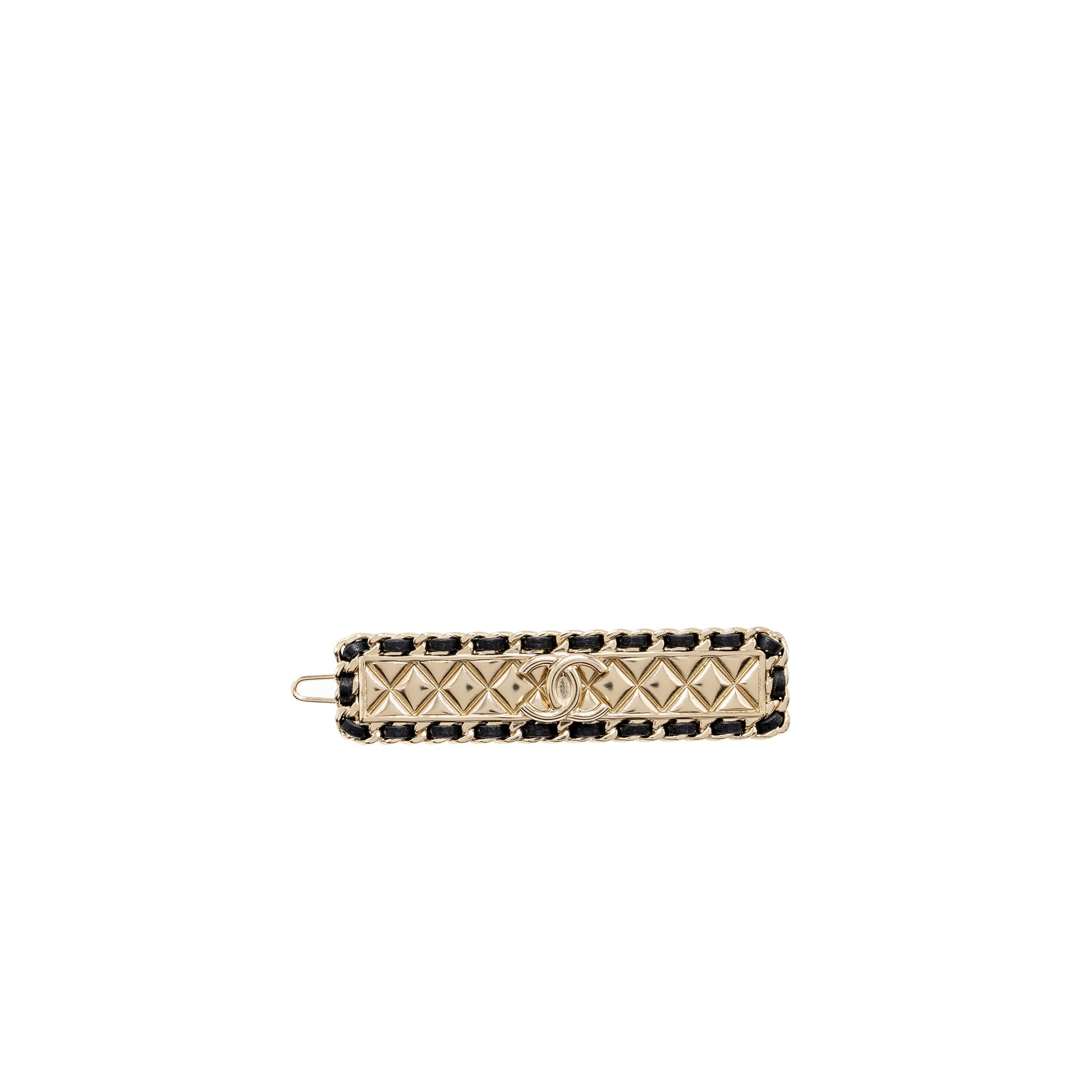 Chanel quilted edge hair clip tone Black Gold Handbag