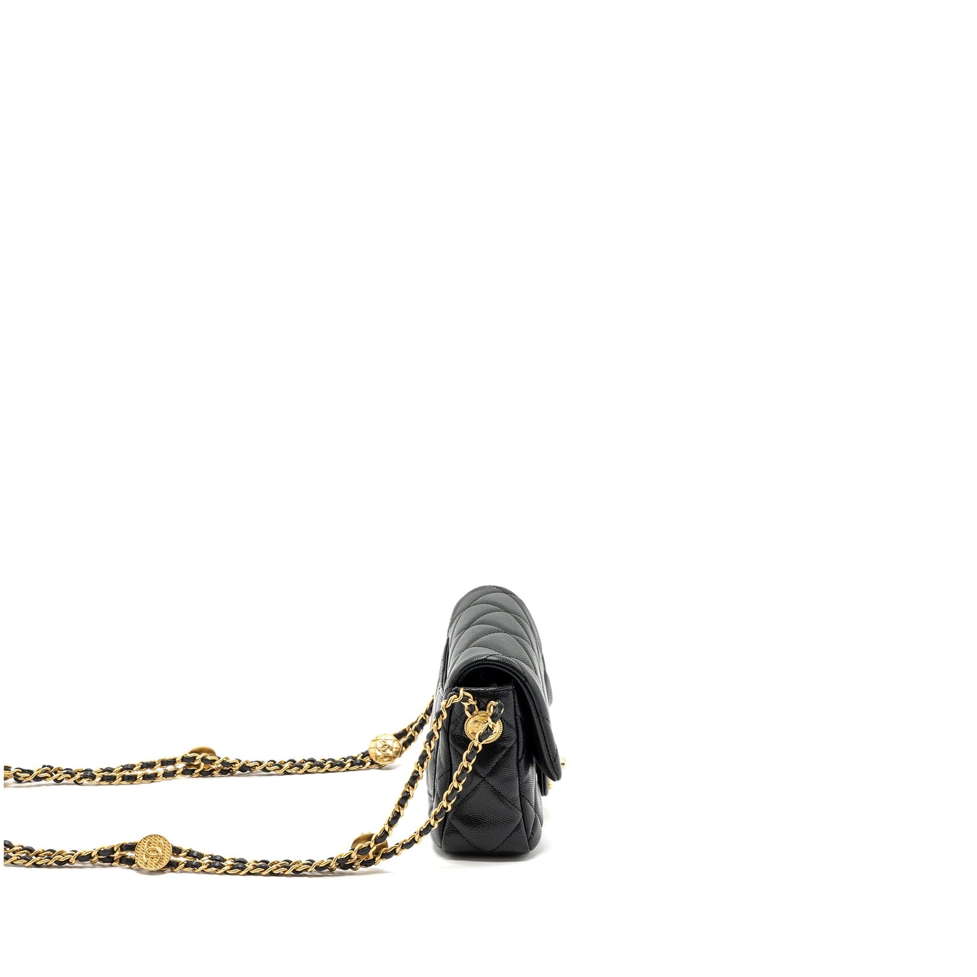 Chanel Twist Your Button Flap Caviar GHW Black Shoulder Bag