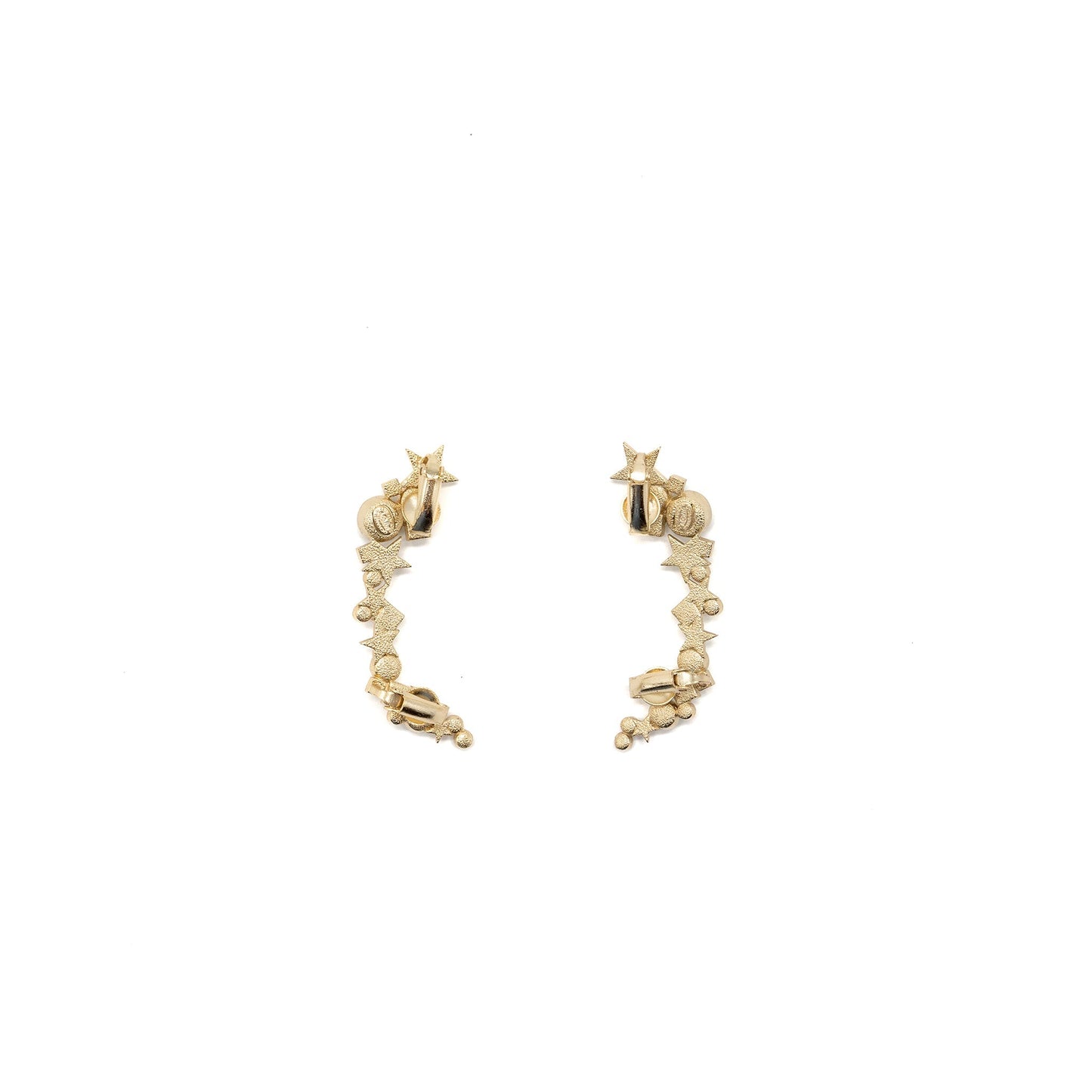Chanel Star CC Logo Ear Clips Crystal Gold Handbag