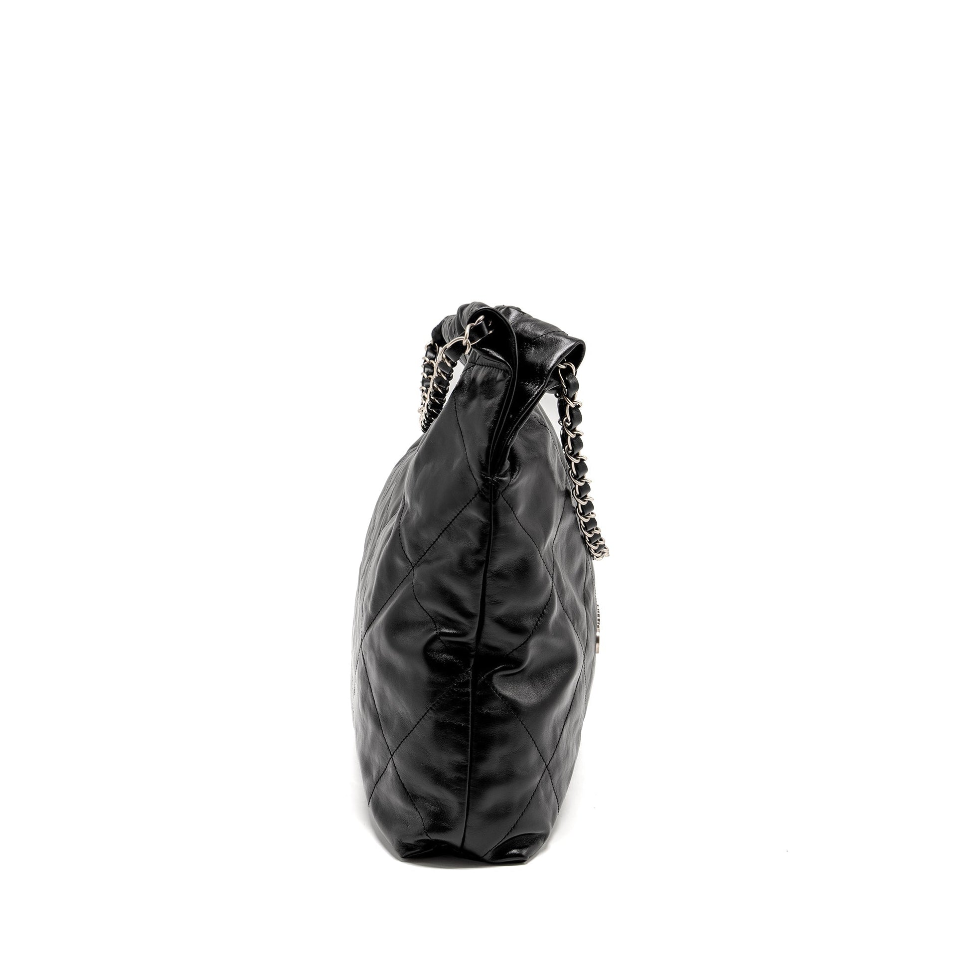 Chanel 22 Shiny Calfskin SHW Microchip Black Handbag Microchip 1