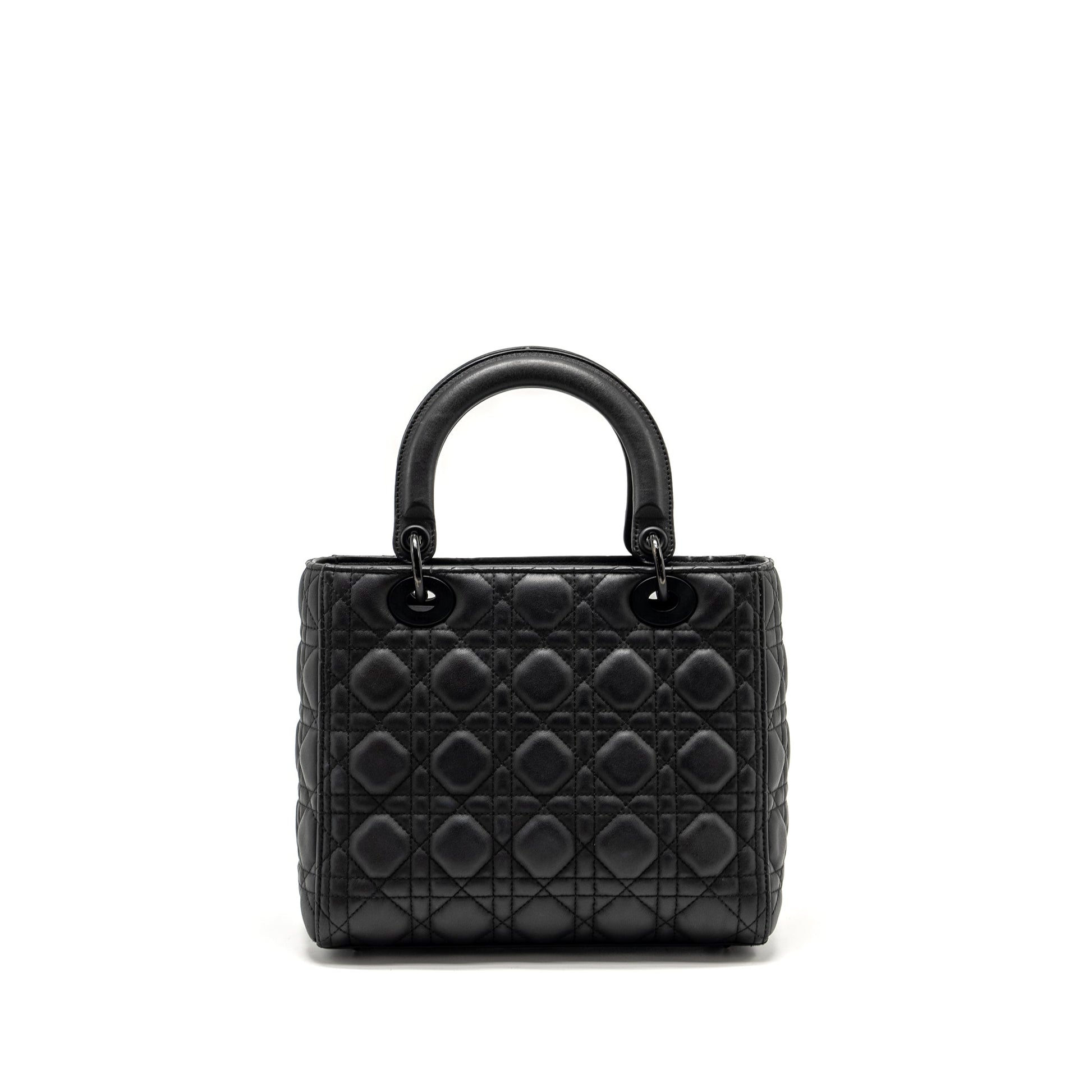 Dior Lady Ultramatte Cannage Calfskin So Handbag Black Medium Travel Bag
