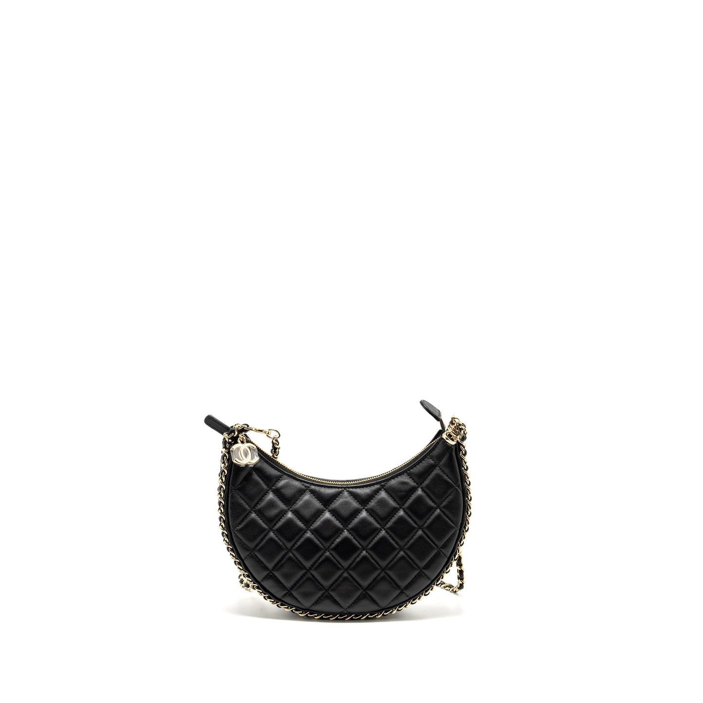 Chanel moon Hobo Lambskin LGHW Microchip Black Small Shoulder Bag Microchip 1