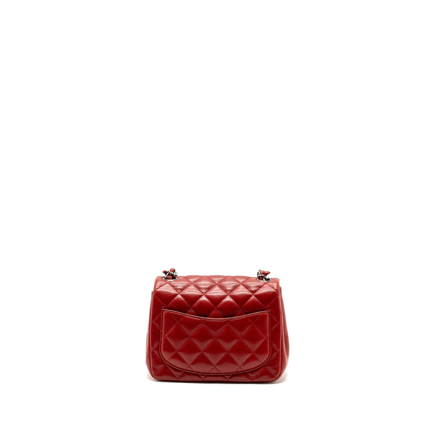 Chanel square flap lambskin hardware Black Red Shoulder Bag