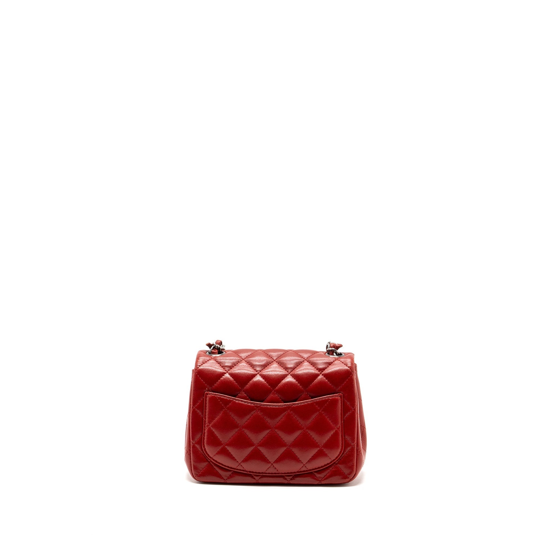 Chanel square flap lambskin hardware Black Red Shoulder Bag
