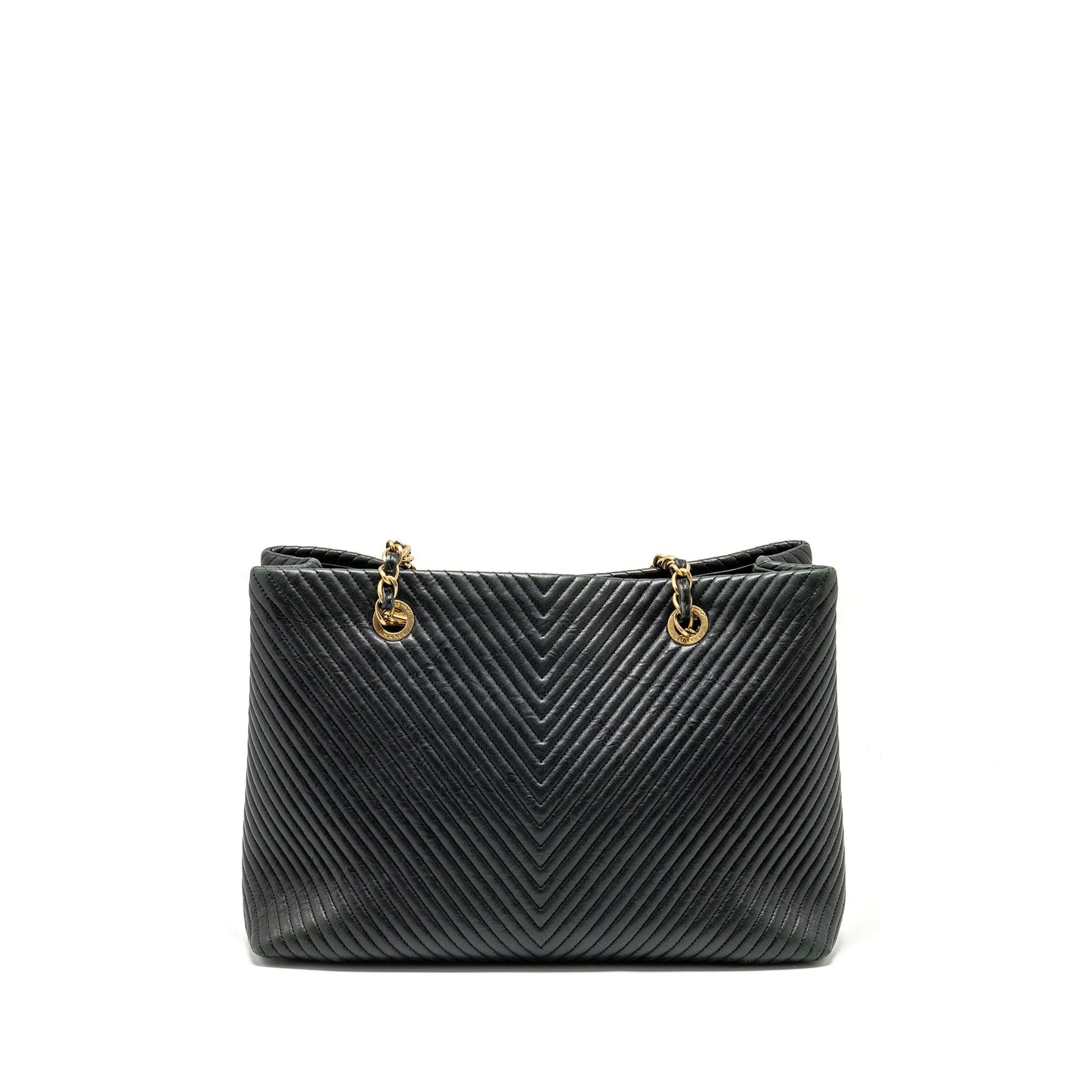 Chanel Chevron Shopping goatskin GHW Black Tote Bag