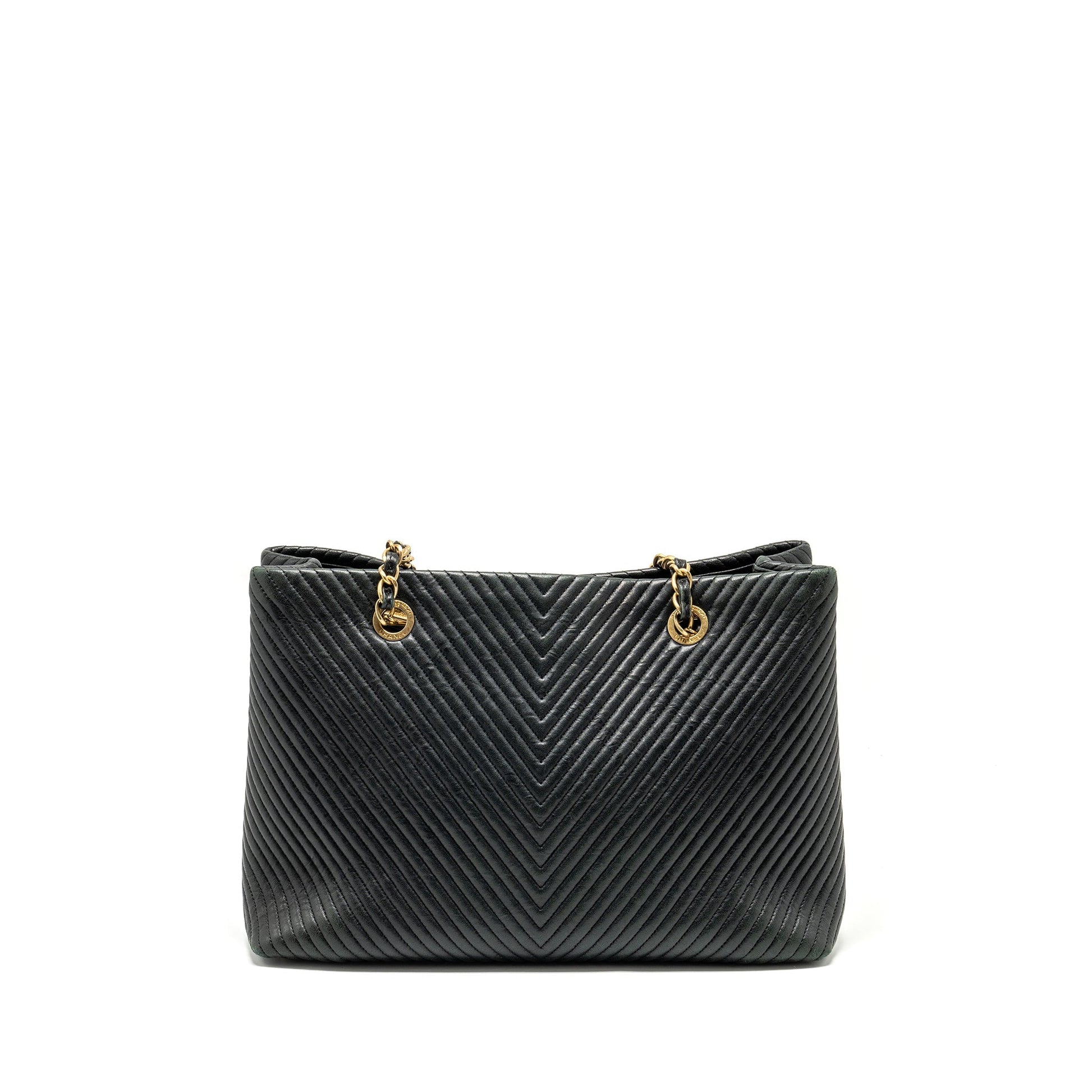 Chanel Chevron Shopping goatskin GHW Black Tote Bag