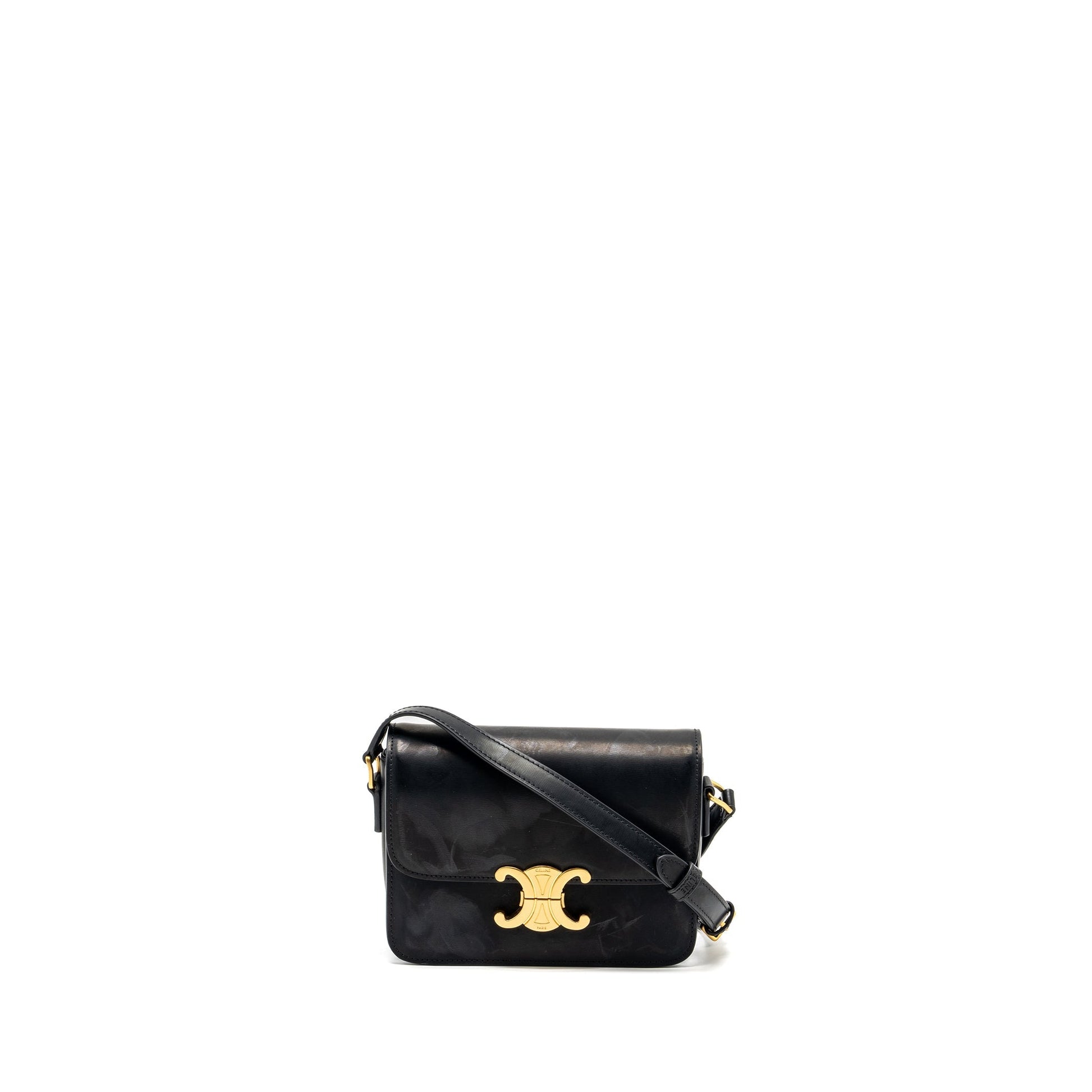 Celine Teen Triomphe Purse Calfskin Handbag Black Travel Bag