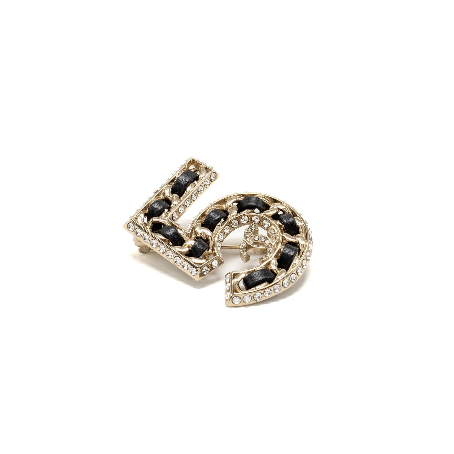 Chanel No.5 Crystal Brooch LGHW Leather Handbag