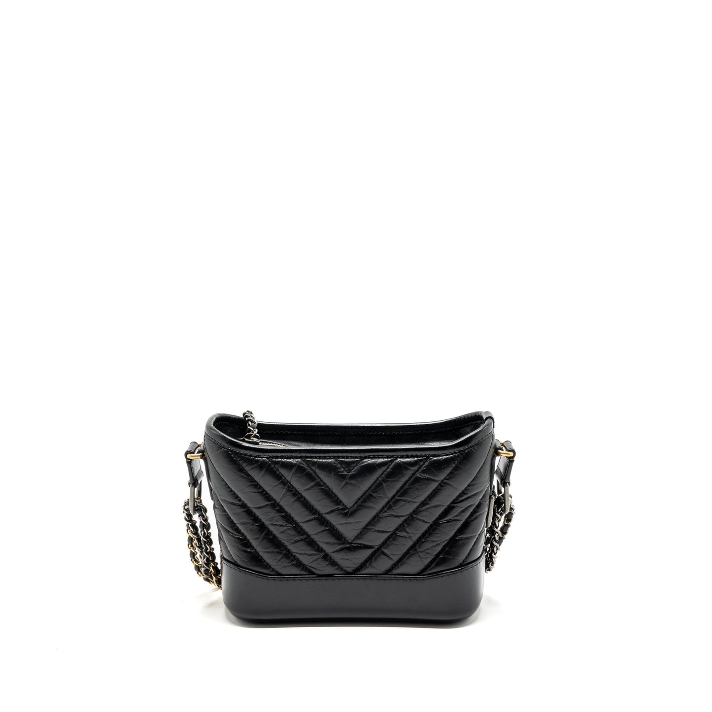 Chanel Gabrielle Hobo Chevron Aged Calfskin Hardware Multicolour Black Small Shoulder Bag Multicolour Hardware