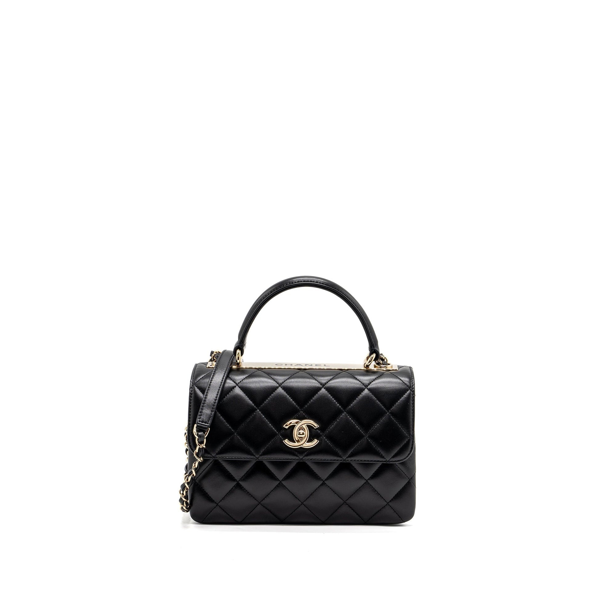 Chanel trendy CC flap top handle lambskin Black Shoulder Bag