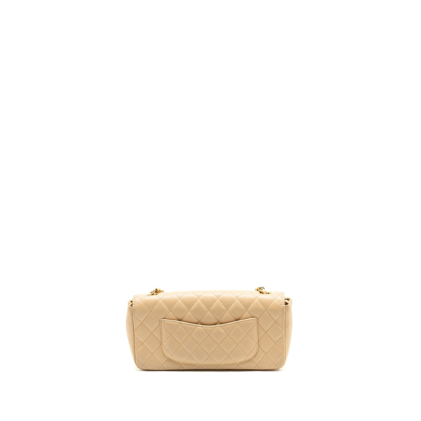 Chanel East-West Flap Caviar GHW Beige Shoulder Bag