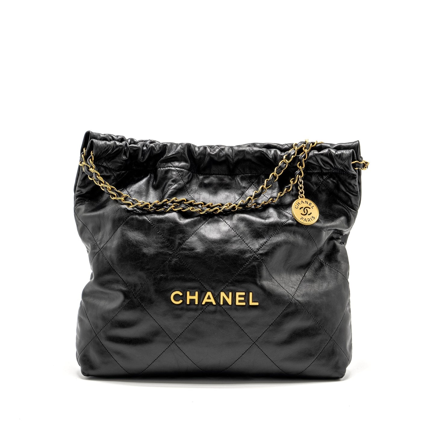 Chanel 22 Shiny Calfskin GHW Microchip Black Handbag Microchip 3